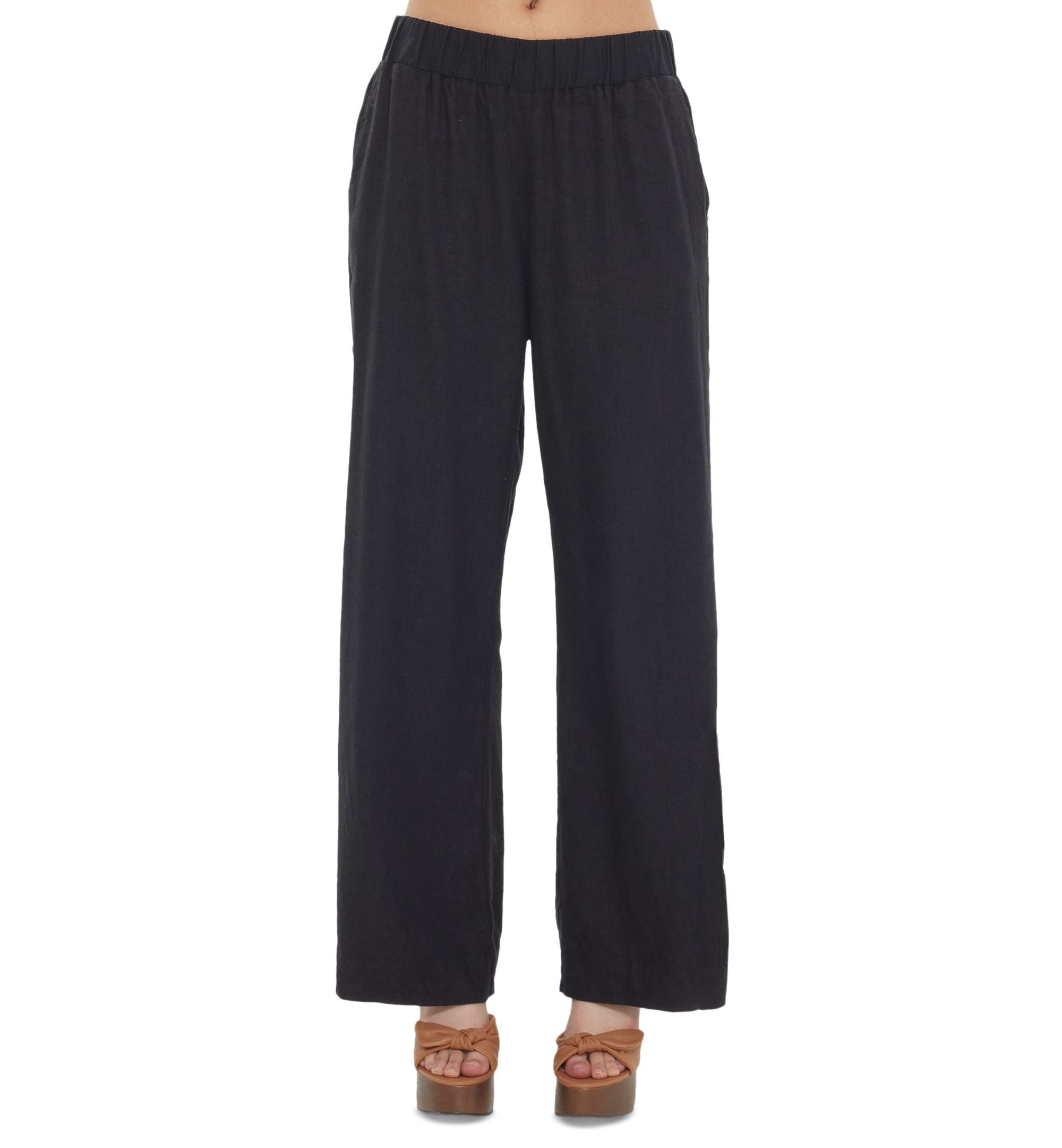 Women's Elastic-Waist Wide-Leg Pull-On Pants