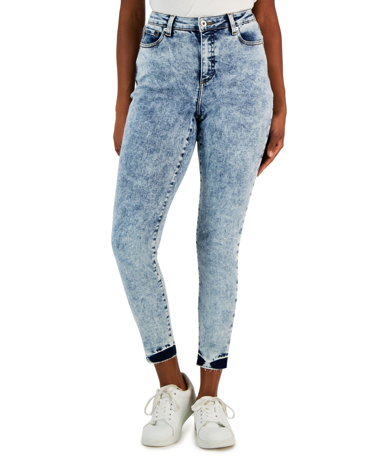 Women's Curvy High-Rise Acid-Wash Skinny Jeans