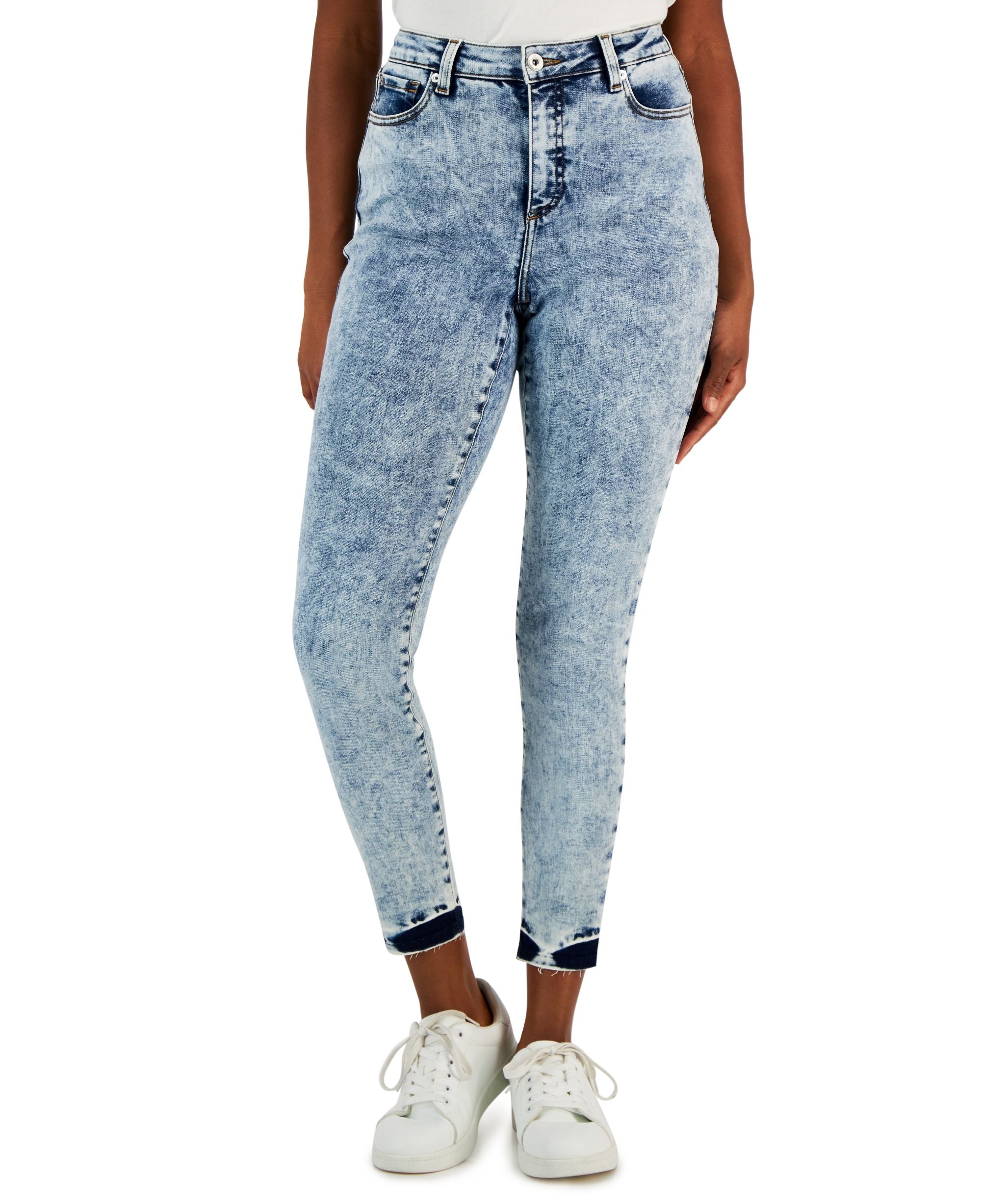 Women's Curvy High-Rise Acid-Wash Skinny Jeans