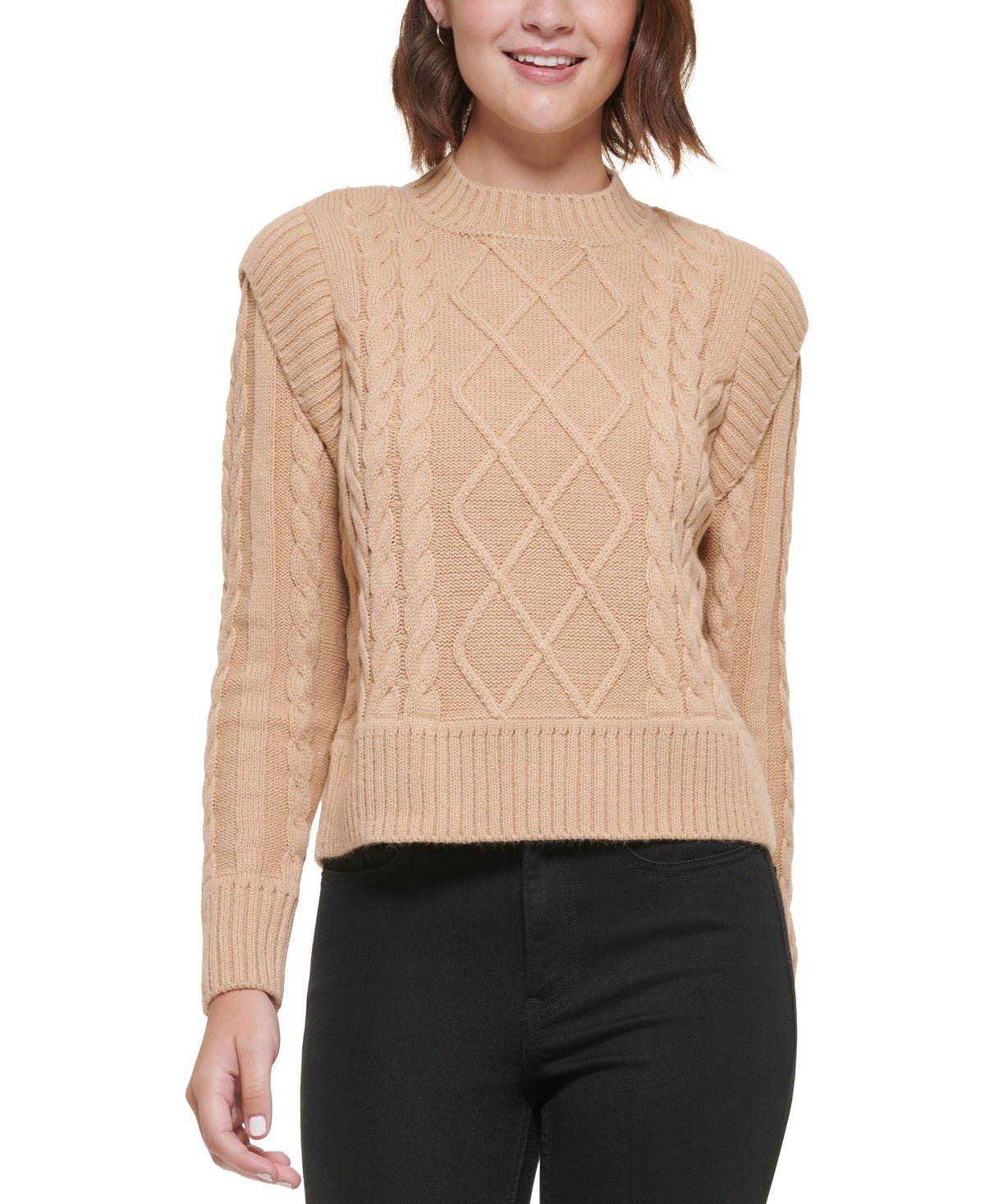Petite Cable-Knit Crewneck Sweater
