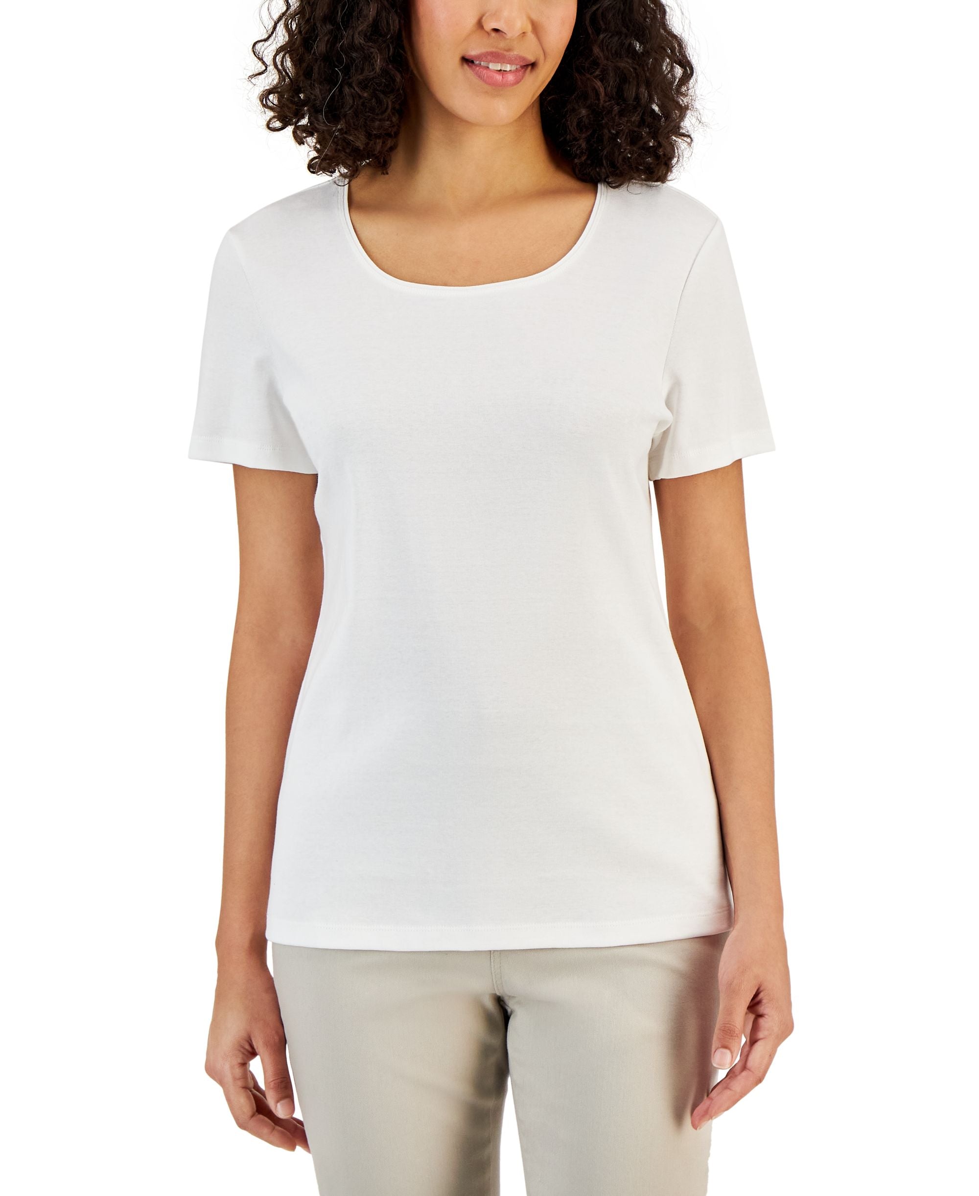 Petite Cotton Scoop-Neck Top