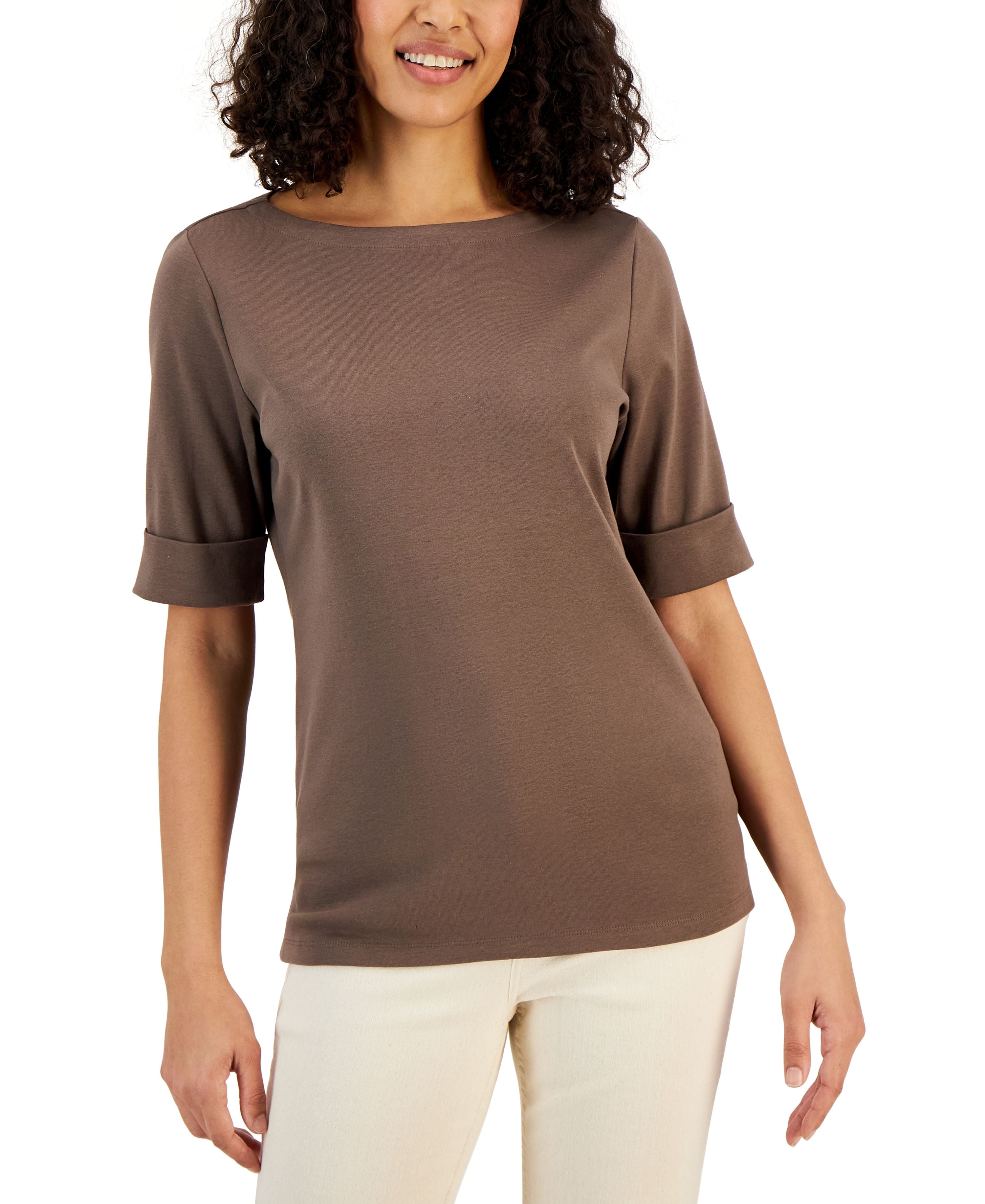 Cotton Boat-Neck Top