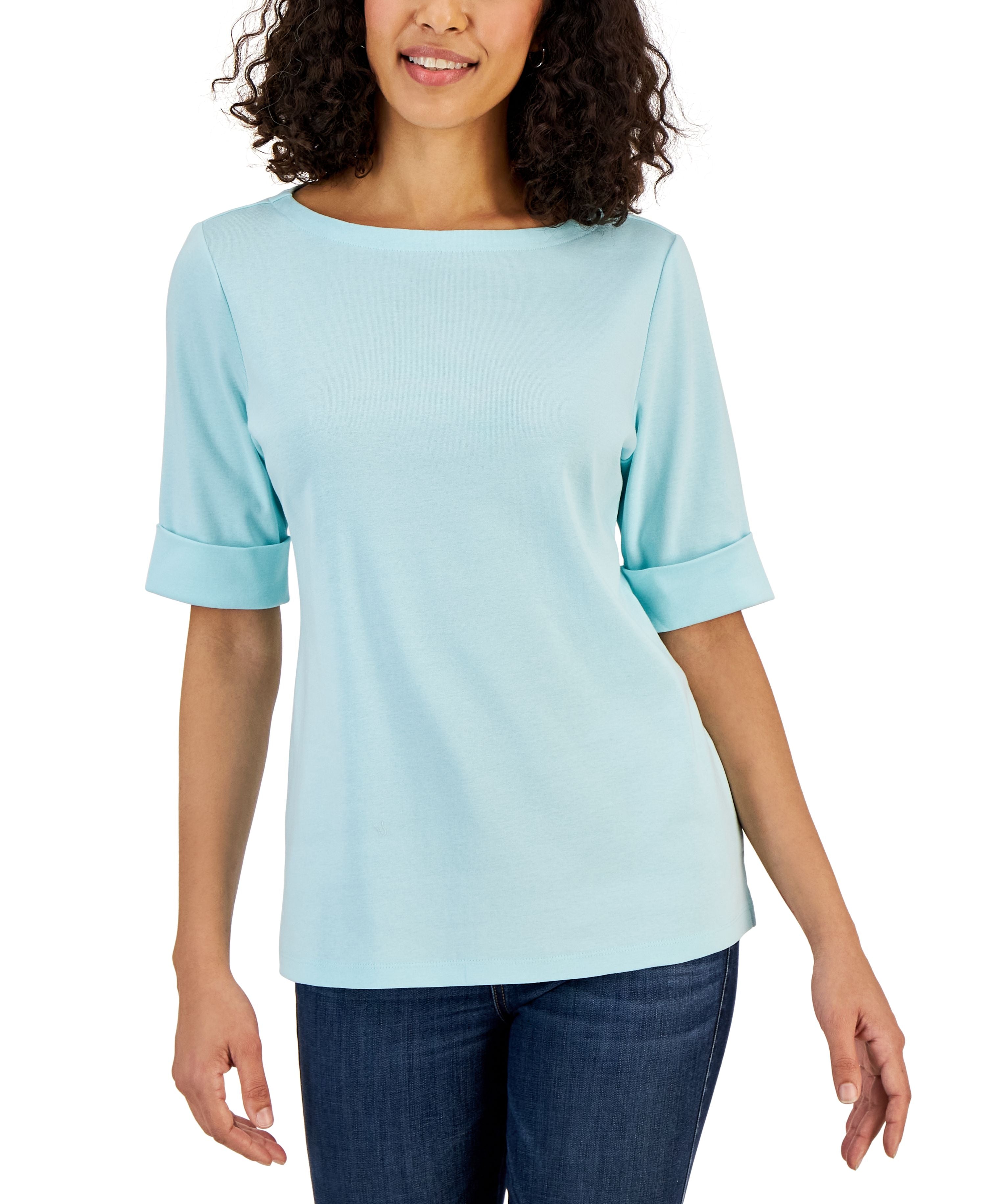 Cotton Boat-Neck Top