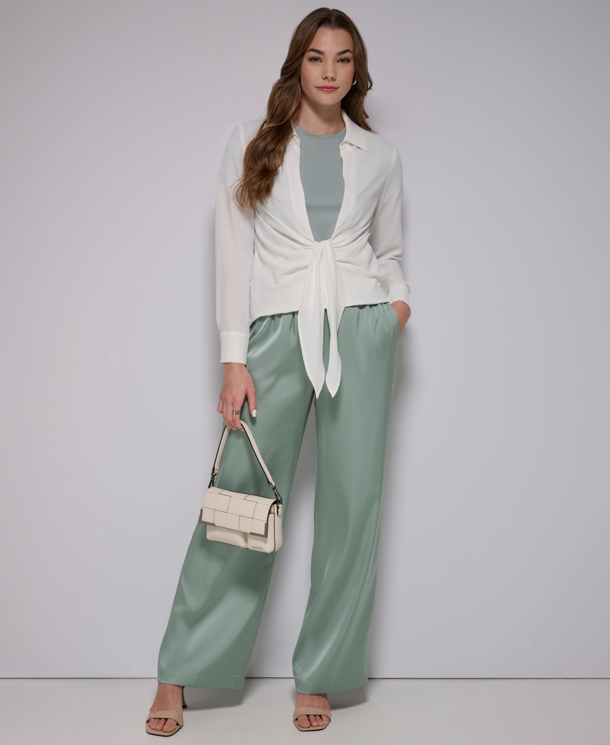 Women's Pull On Wide Leg Satin Pants