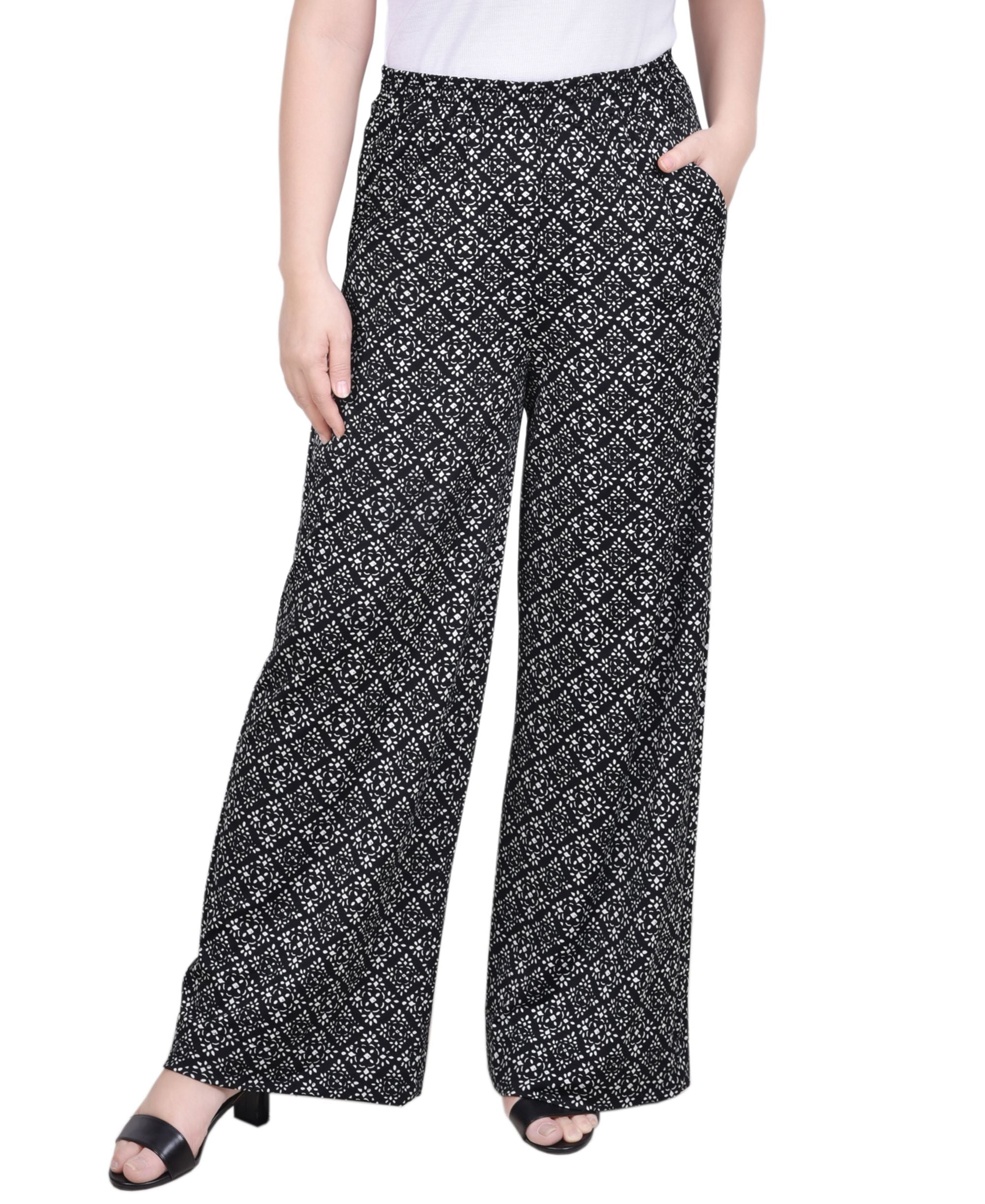 NY Collection Petite Wide Leg Pull On Pants
