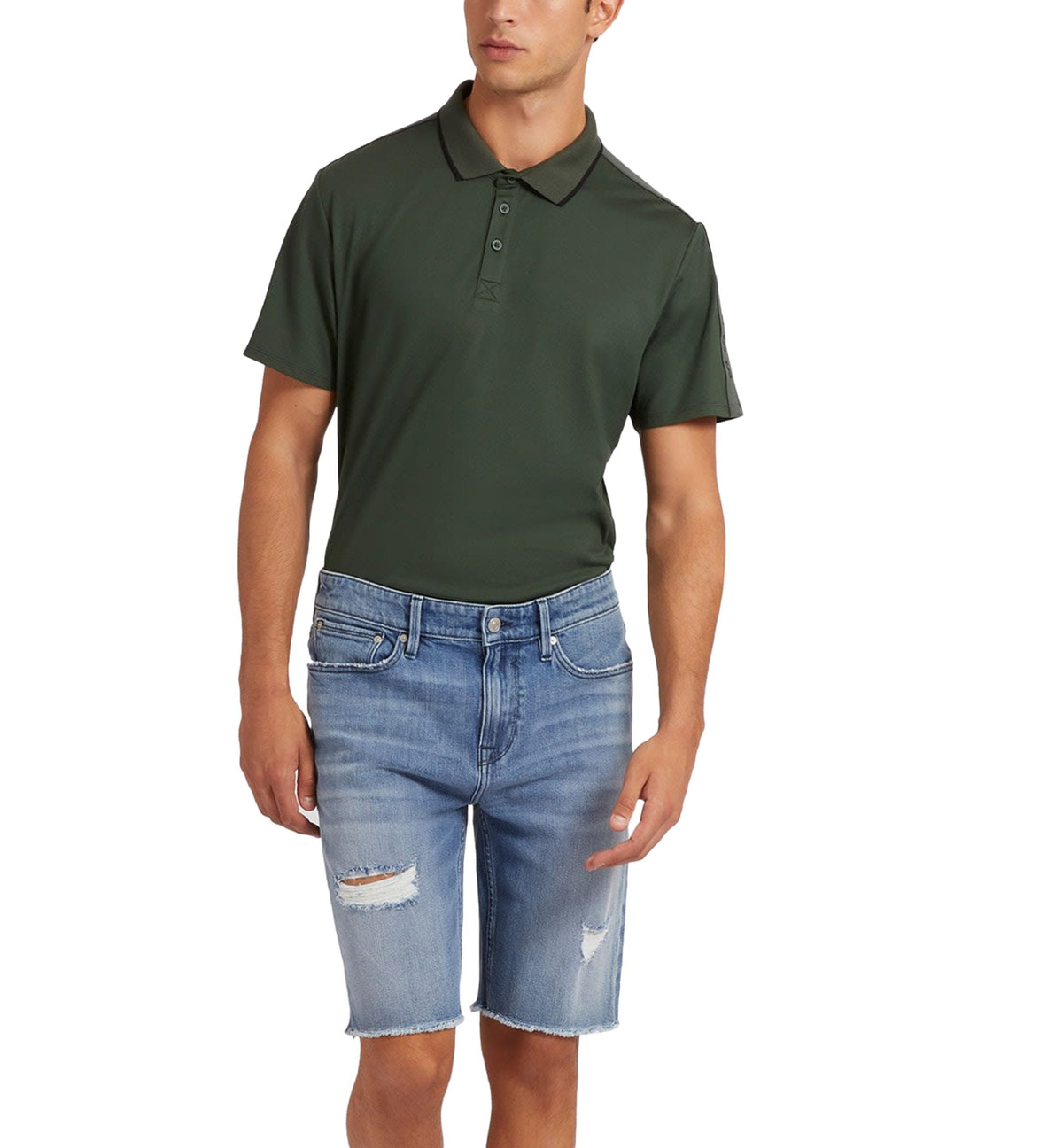 Men's Slim-Fit Distressed Denim Indigo Shorts