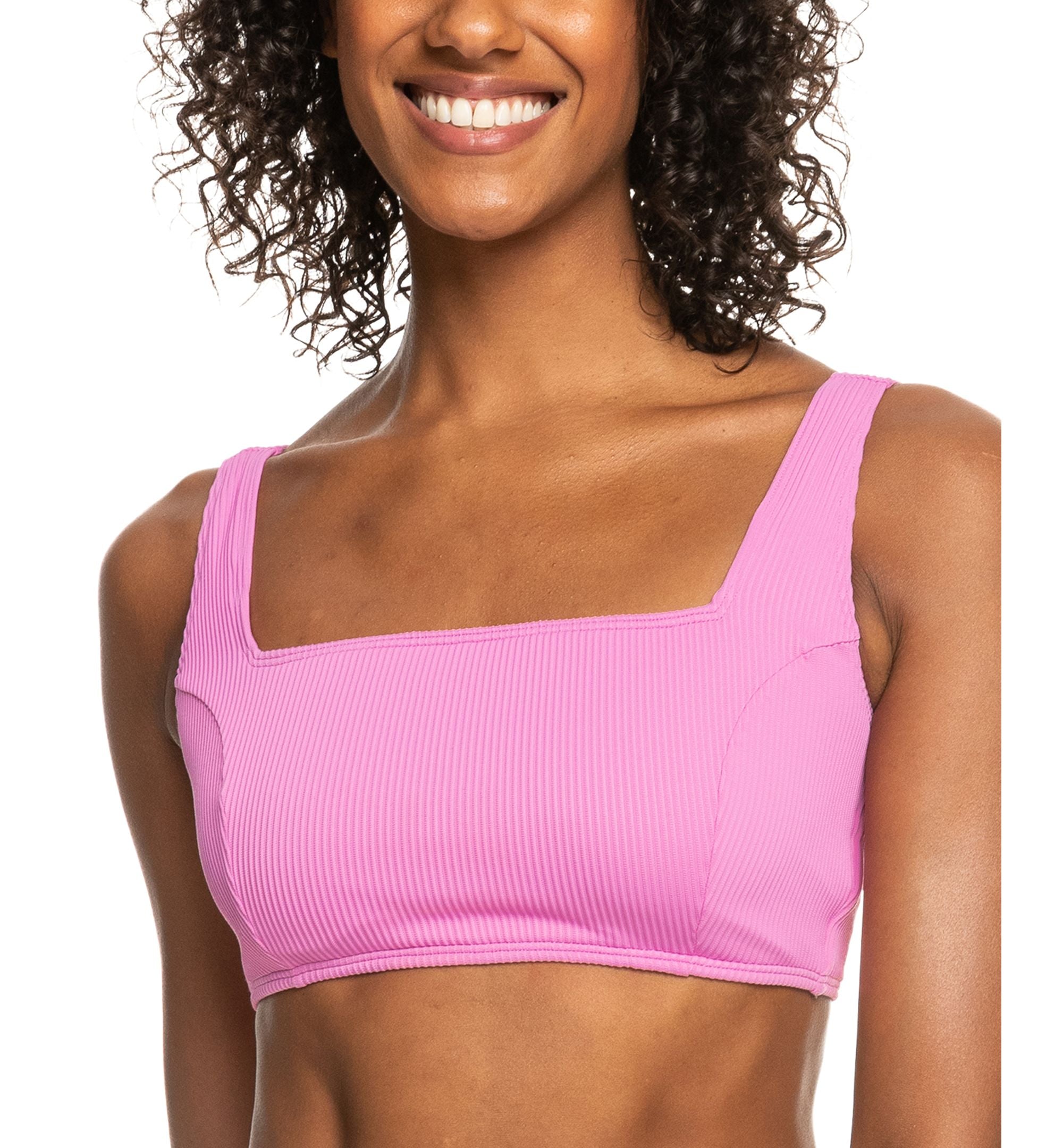 Juniors' Ribbed Halter-Style Bra Bikini Top
