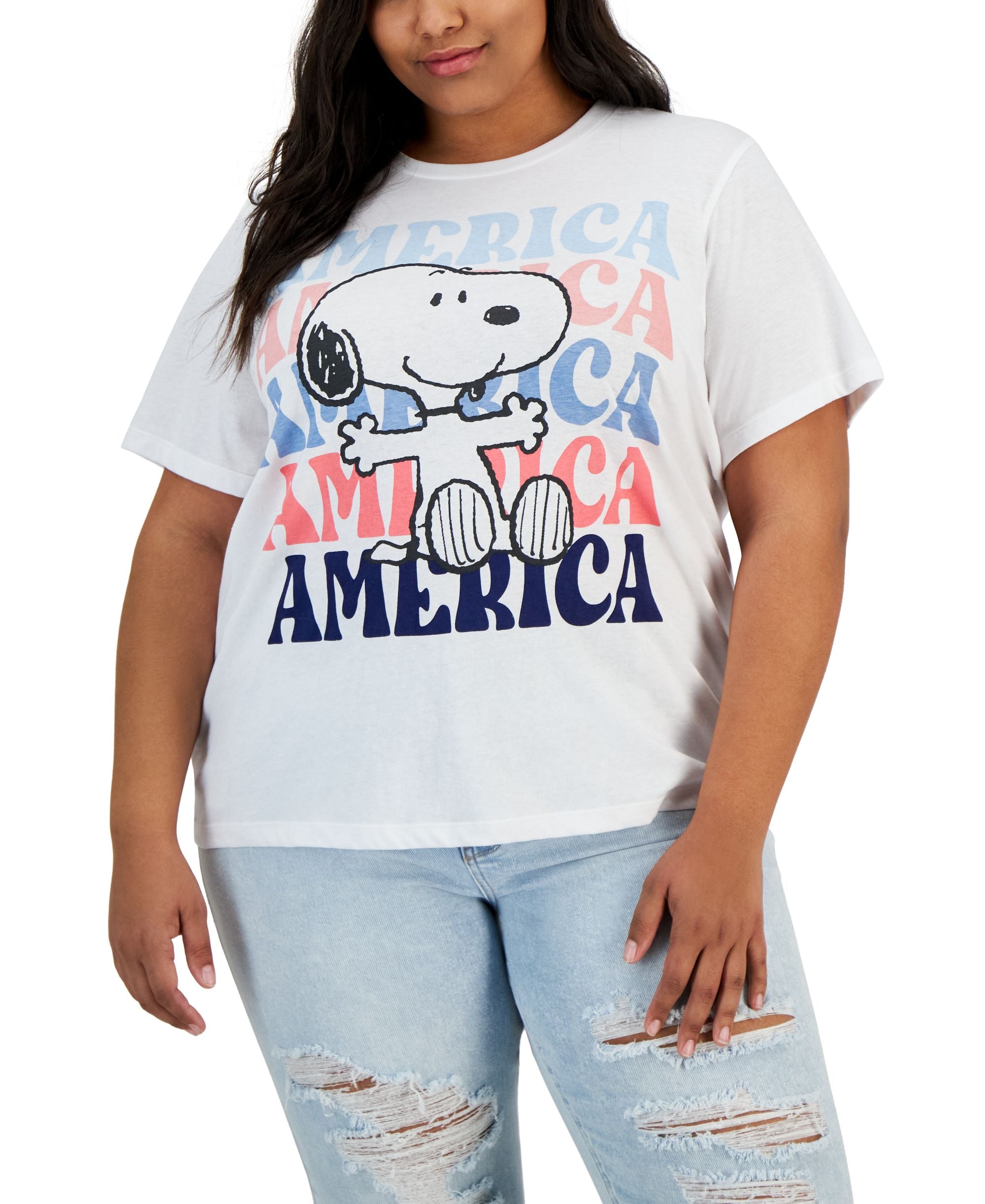 Plus Size Snoopy America Graphic T-Shirt