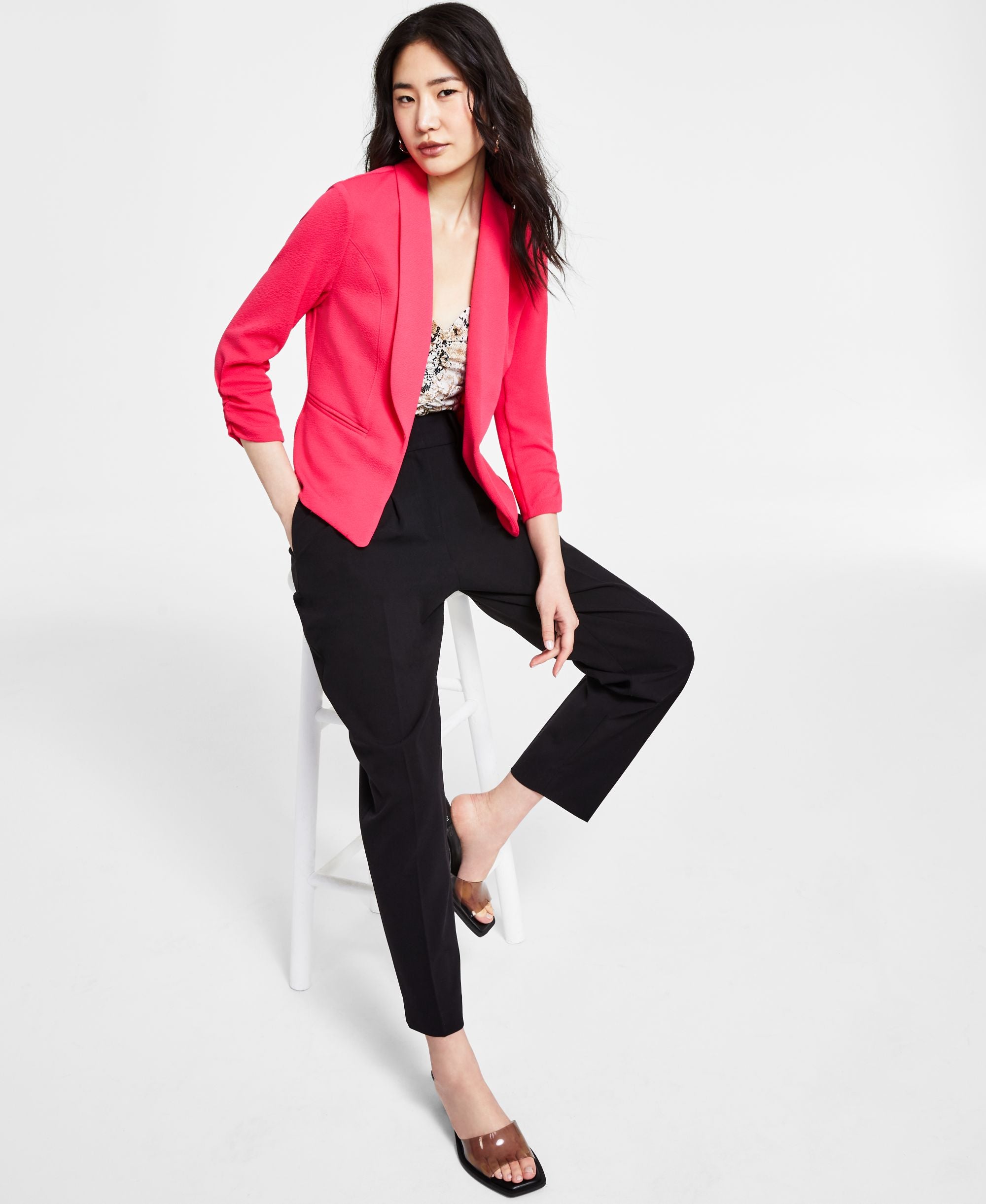 Petite Ruched-Sleeve Jacket