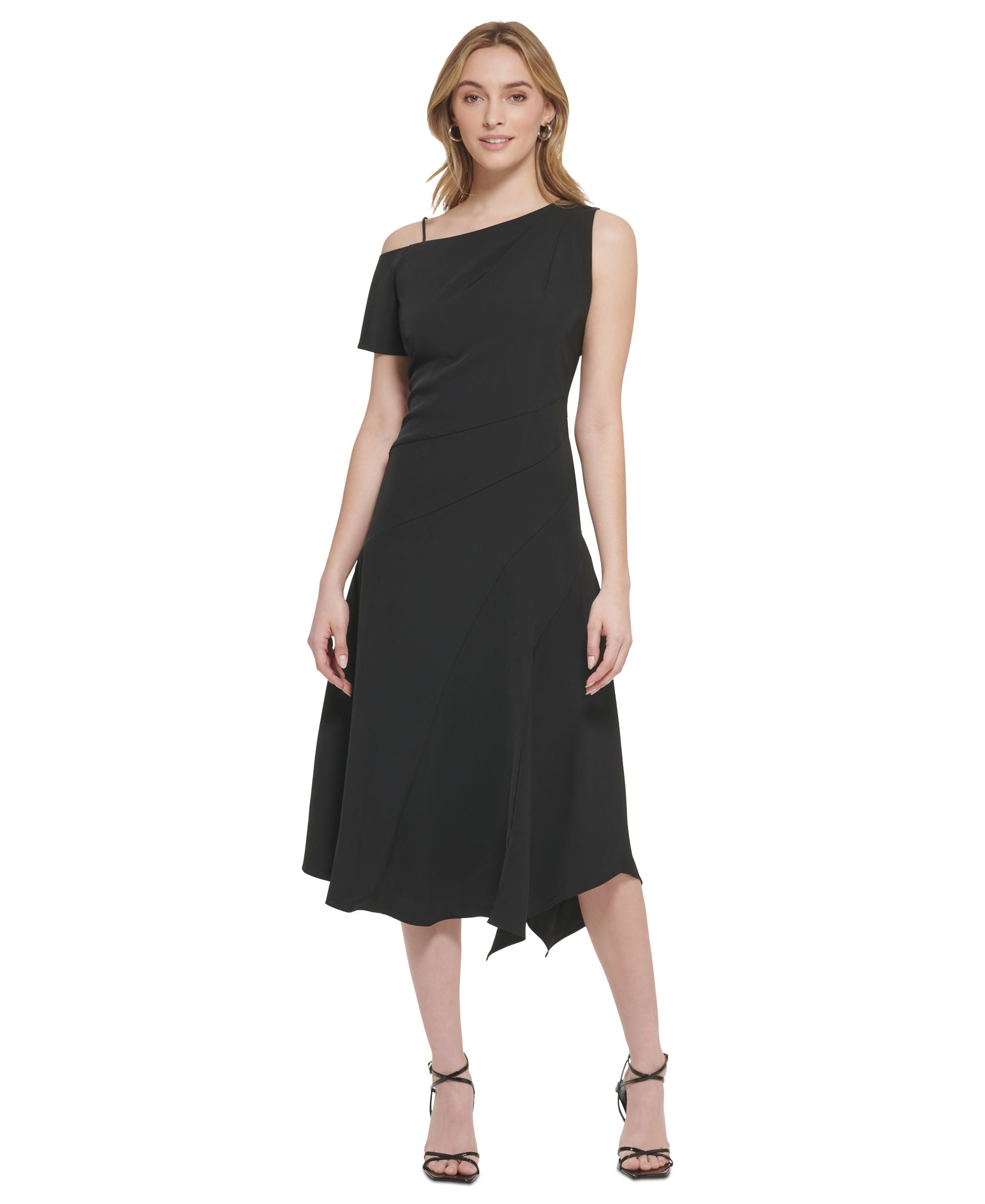 Women's Asymmetrical Neck Angled Hem Dress
