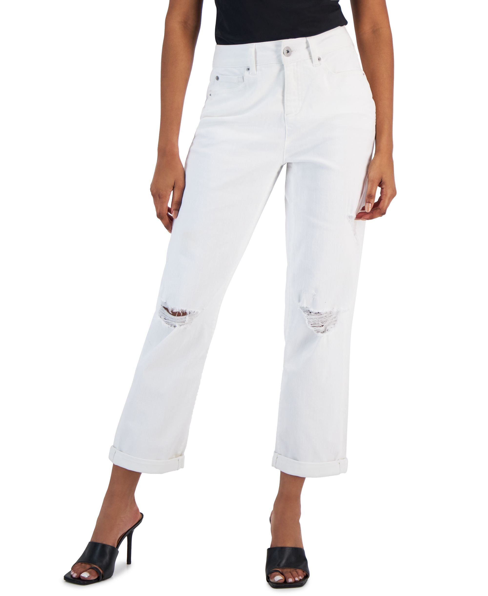 Women's Mid Rise Ripped Boyfriend Jeans