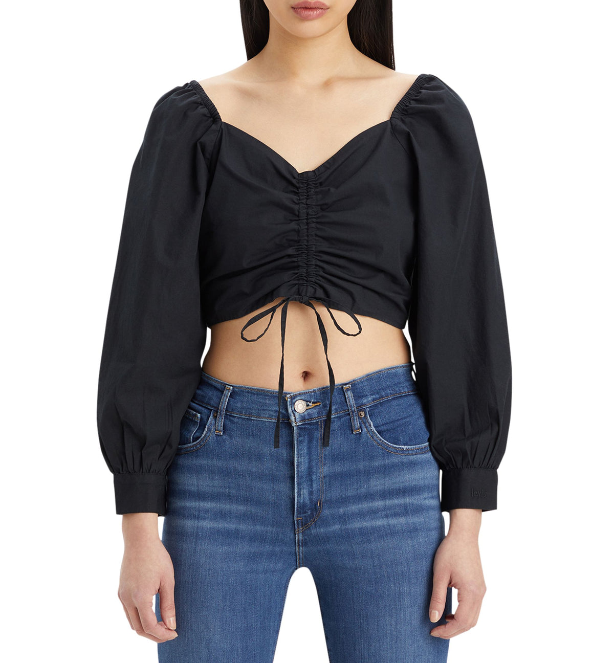 Women's Devin Cotton Drawstring-Front Long-Sleeve Top