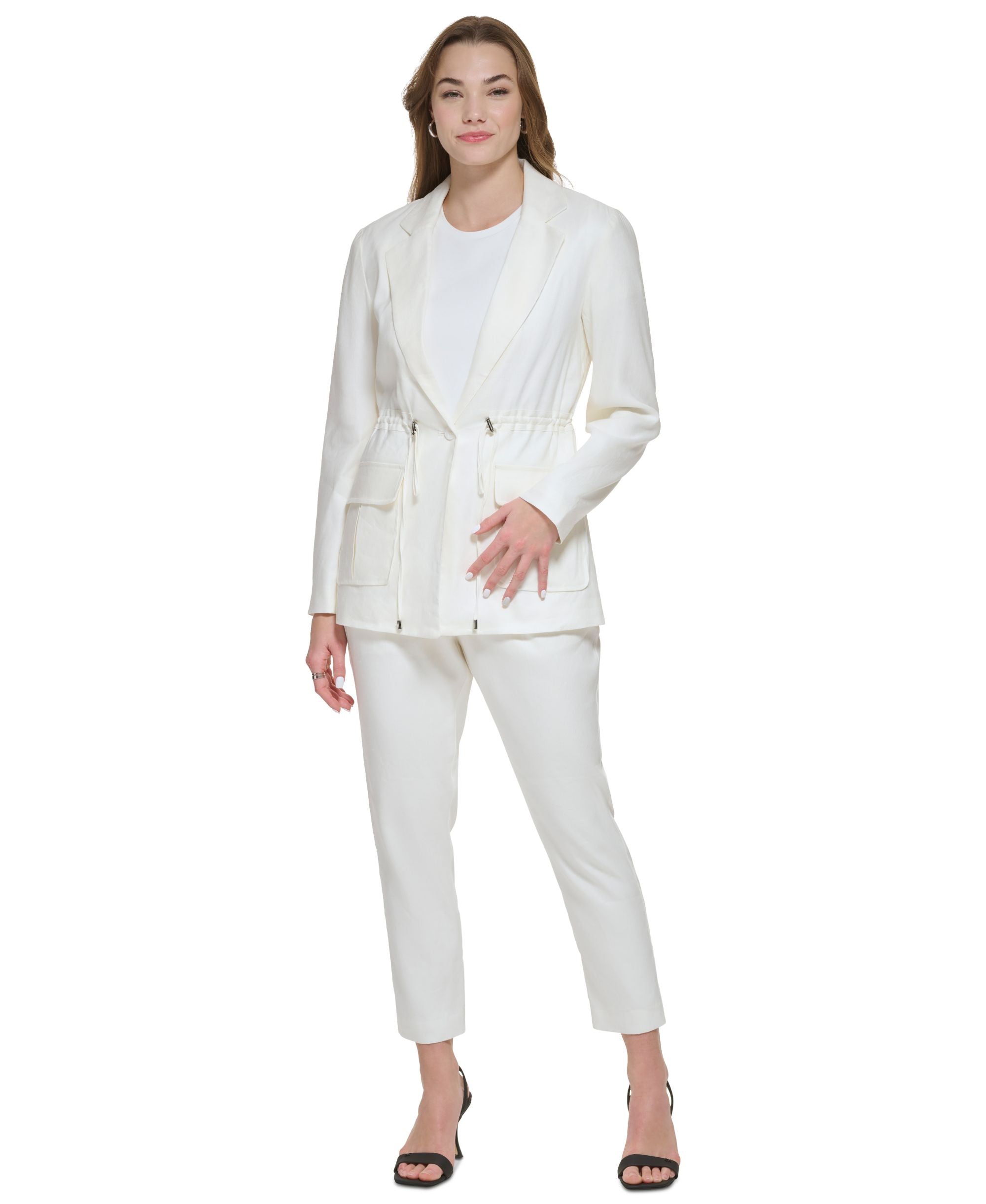 Women's One-Button Linen Utility Jacket