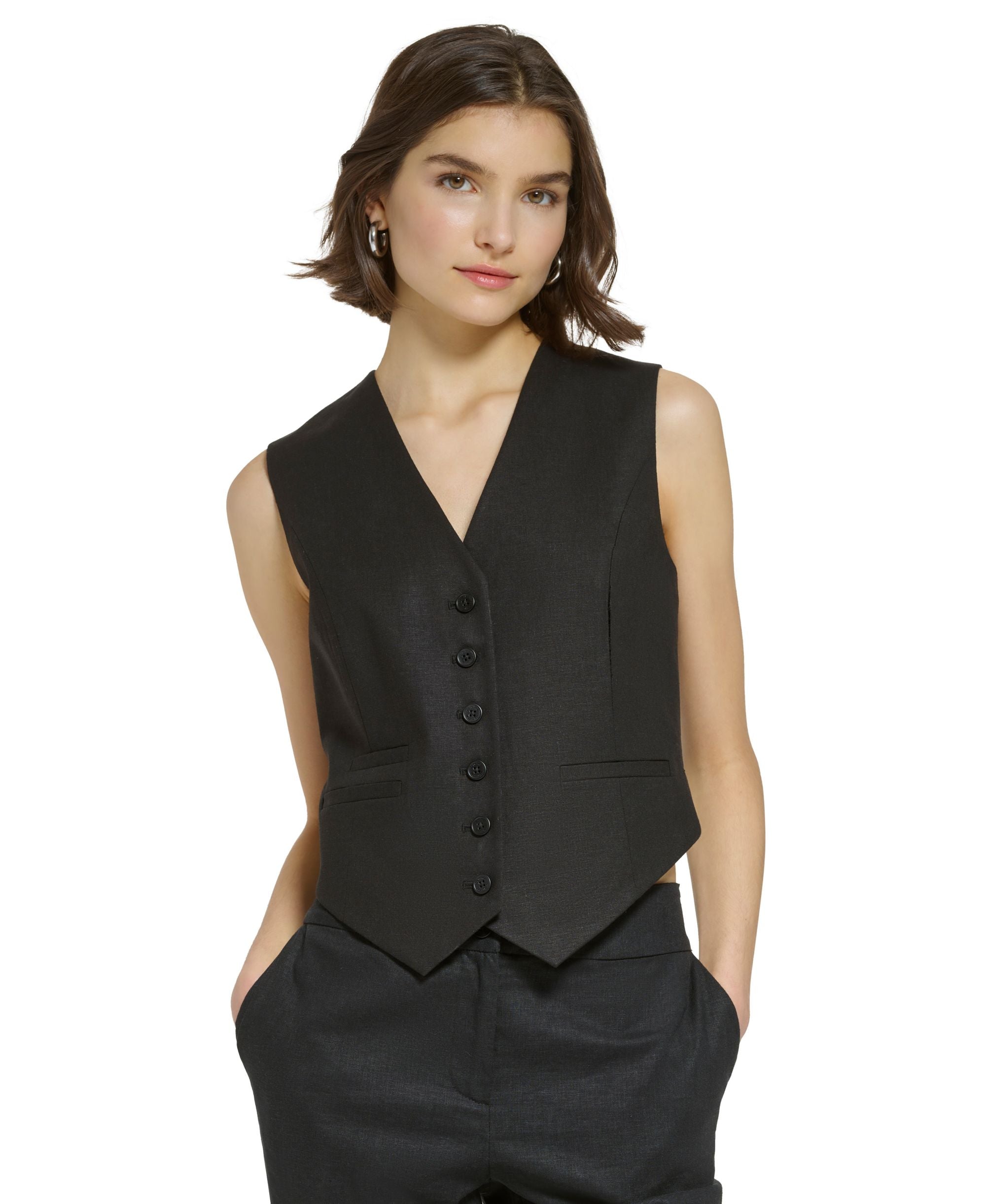Women's Linen-Blend Vest