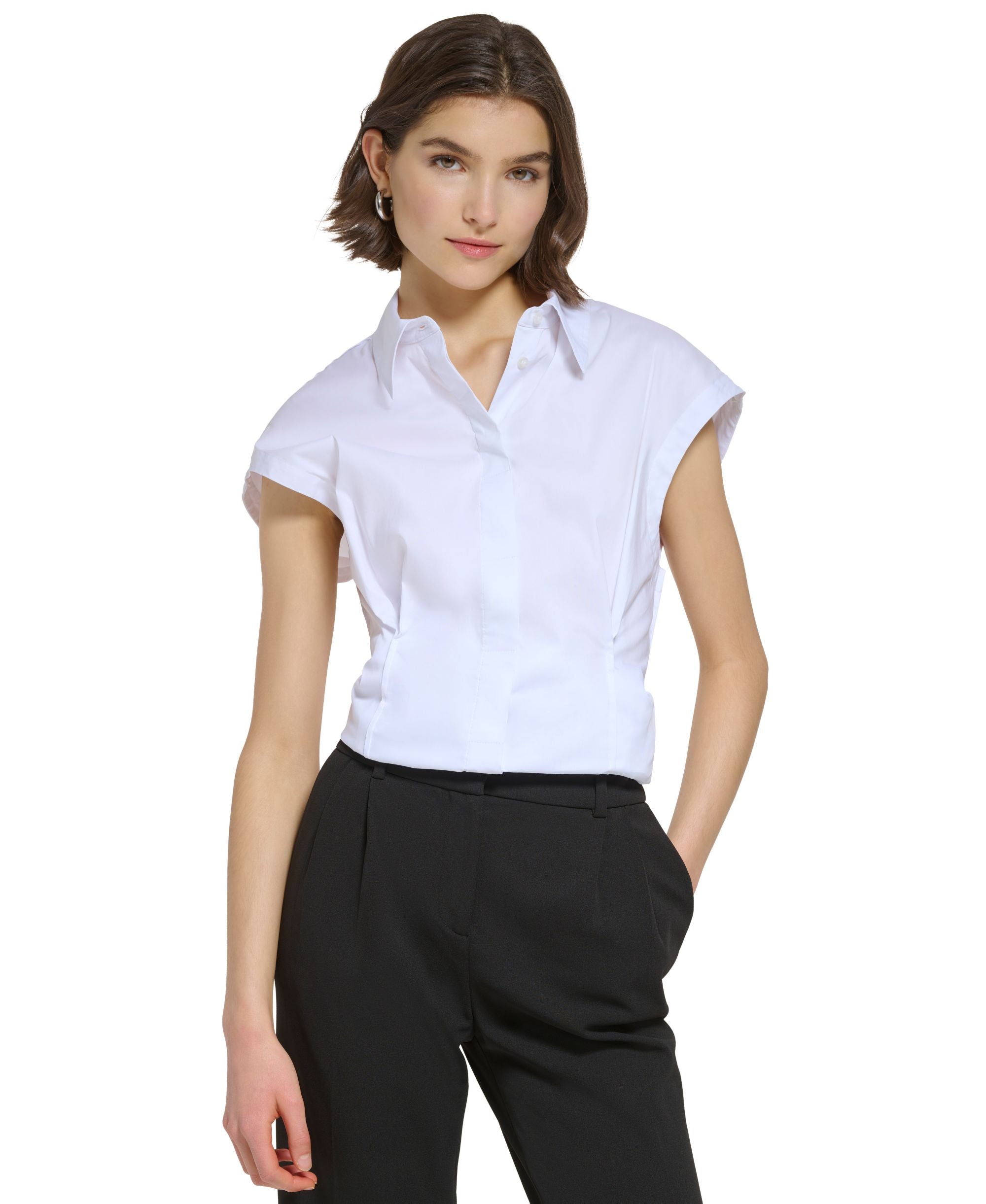 Women's Fitted Cap-Sleeve Shirt