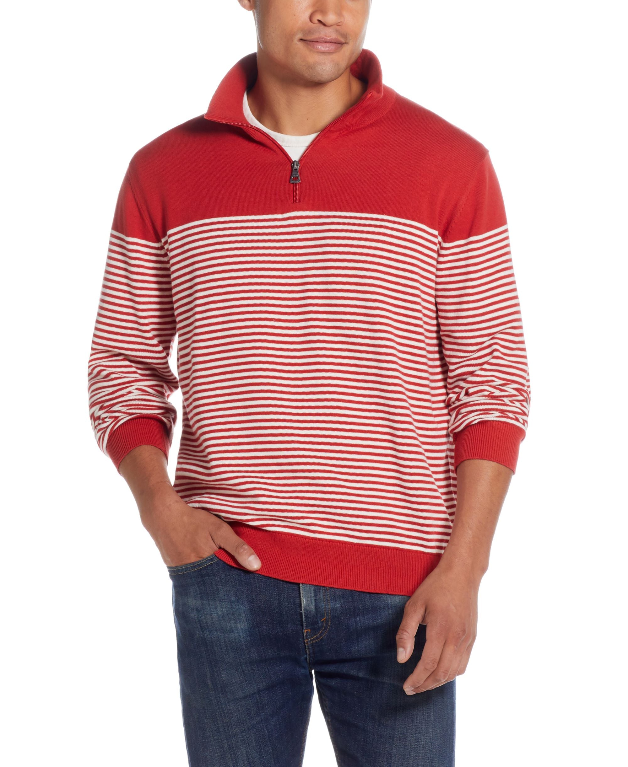 Men's Striped Zip Sweater