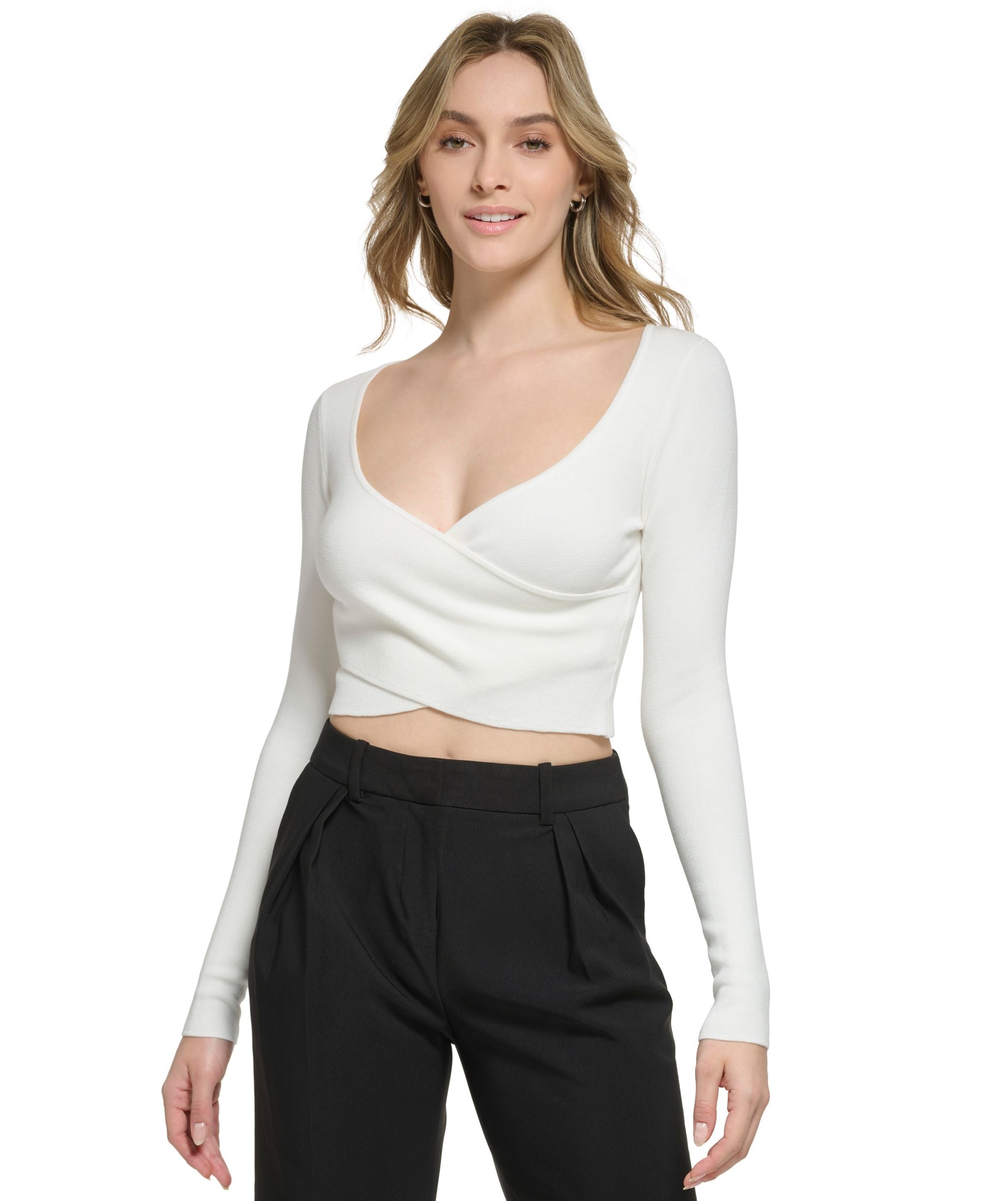 Women's X-Fit Long Sleeve Faux Wrap Crop Top