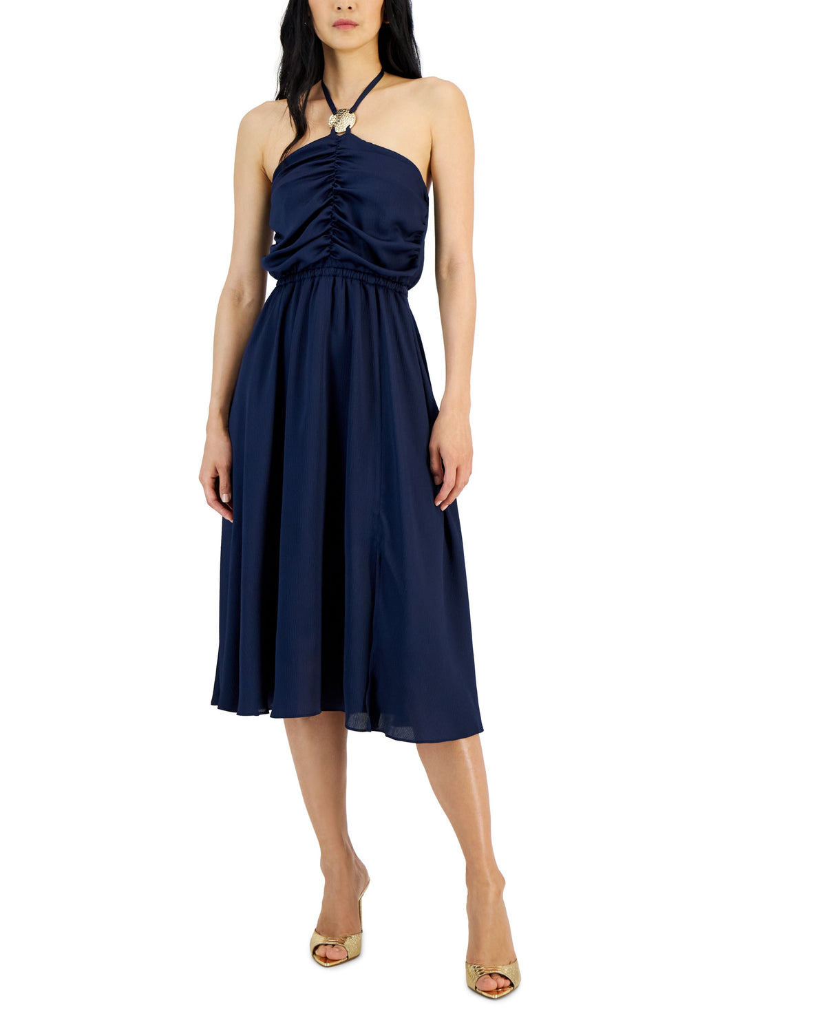 Women's Ruched Halter Dress