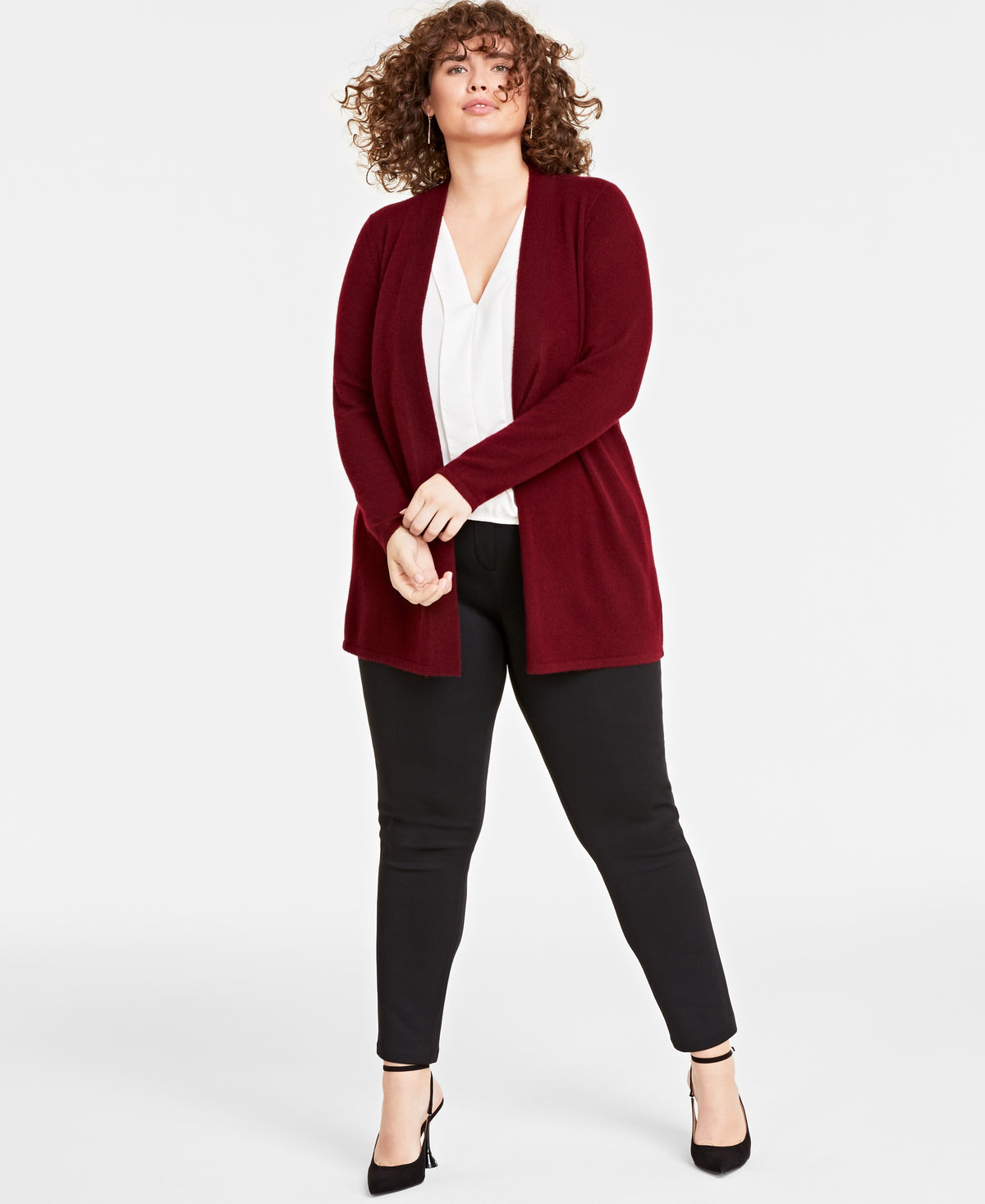 Plus Size 100% Cashmere Duster Cardigan