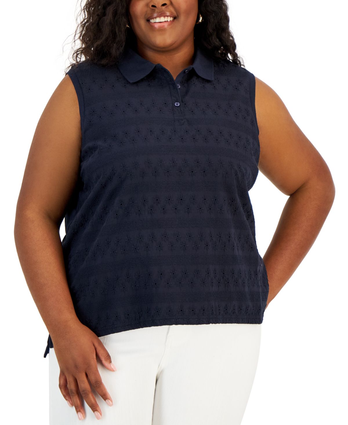 Tommy Hilfiger Plus Size Lace Sleeveless Polo Shirt