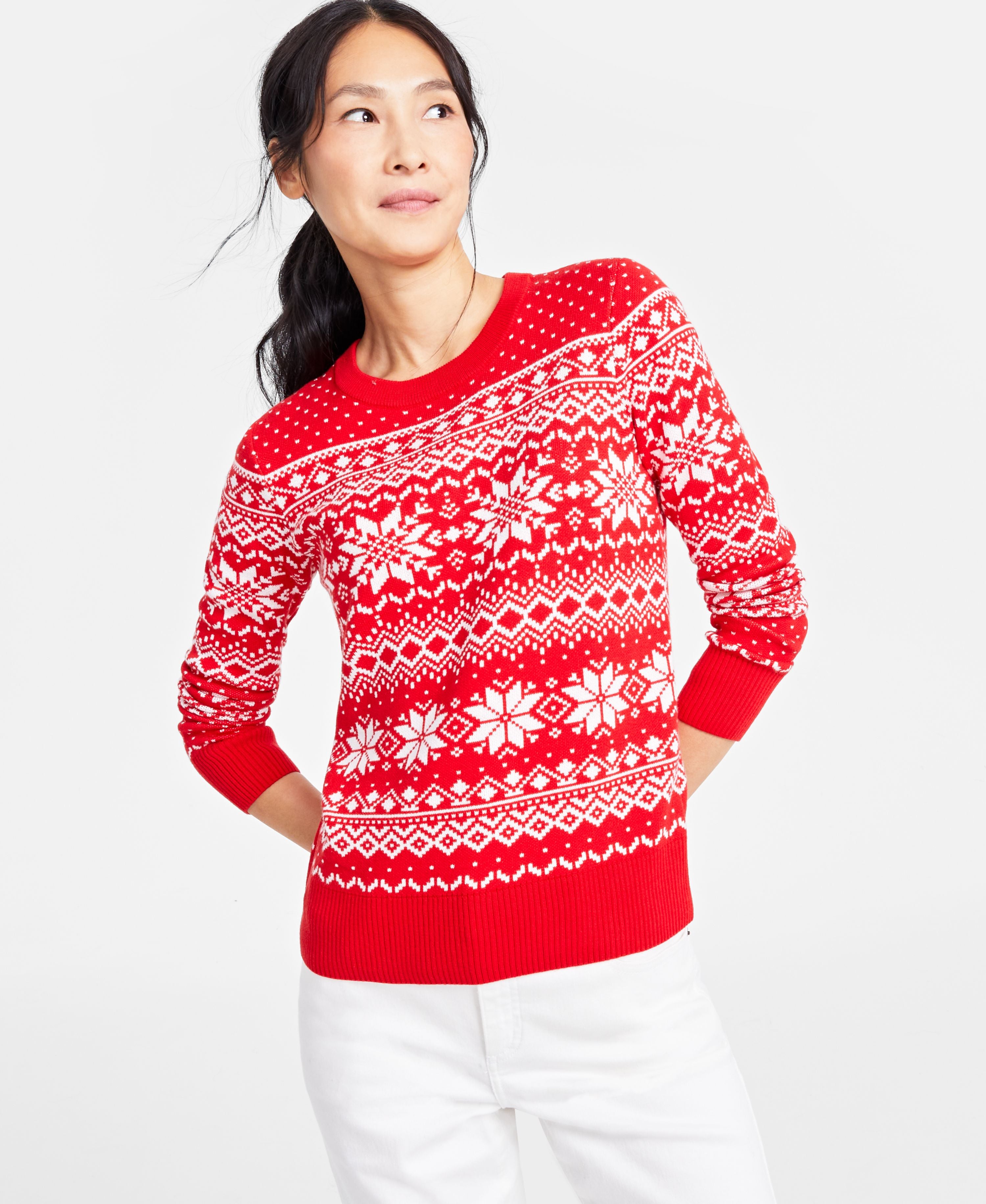 Holiday Lane Women's Festive Fair Isle Snowflake Sweater