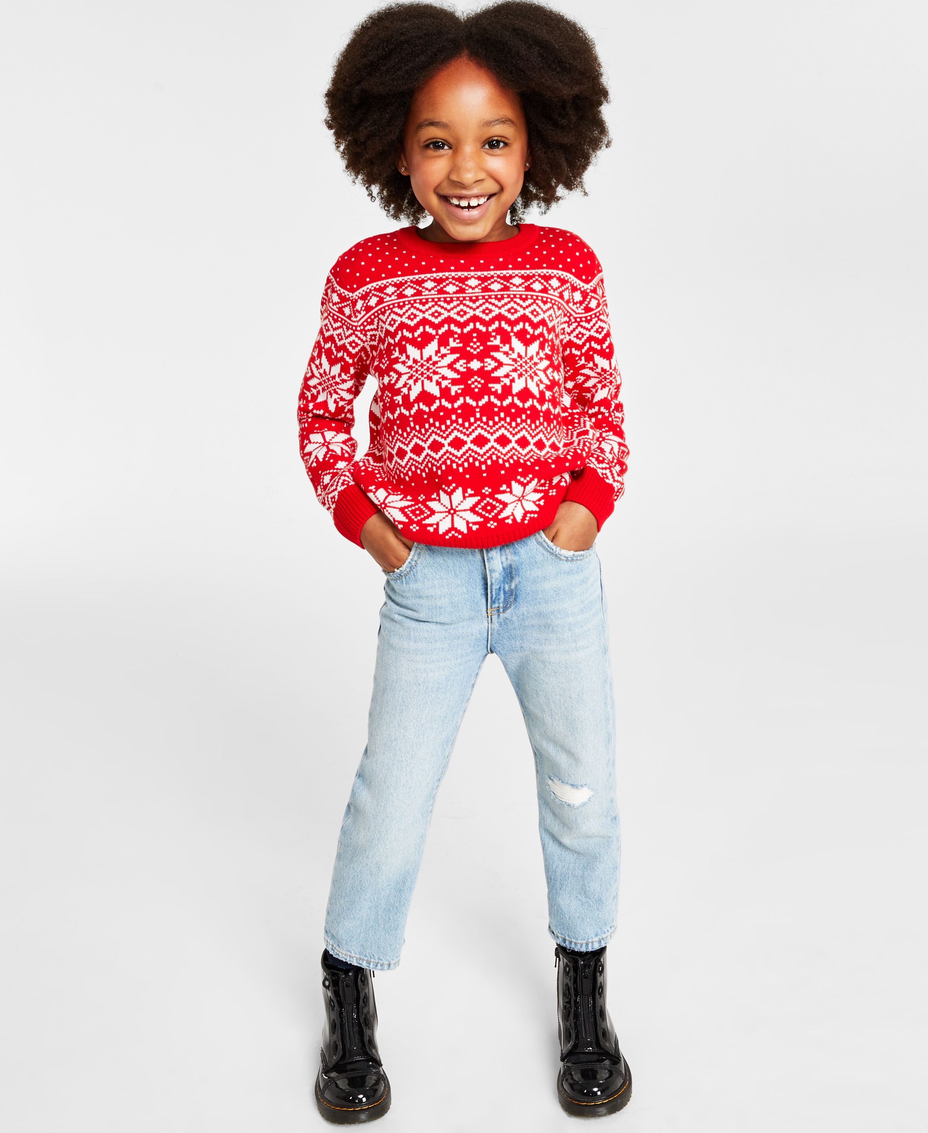 Holiday Lane Little Girls Festive Fair Isle Sweater
