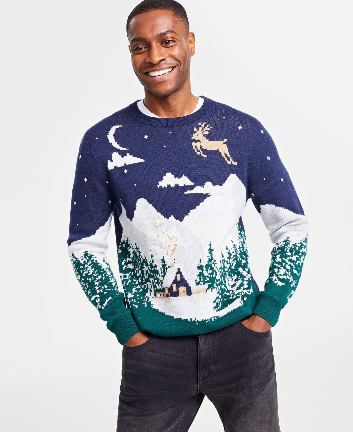 Holiday Lane Men's Wintry Landscape Sweater