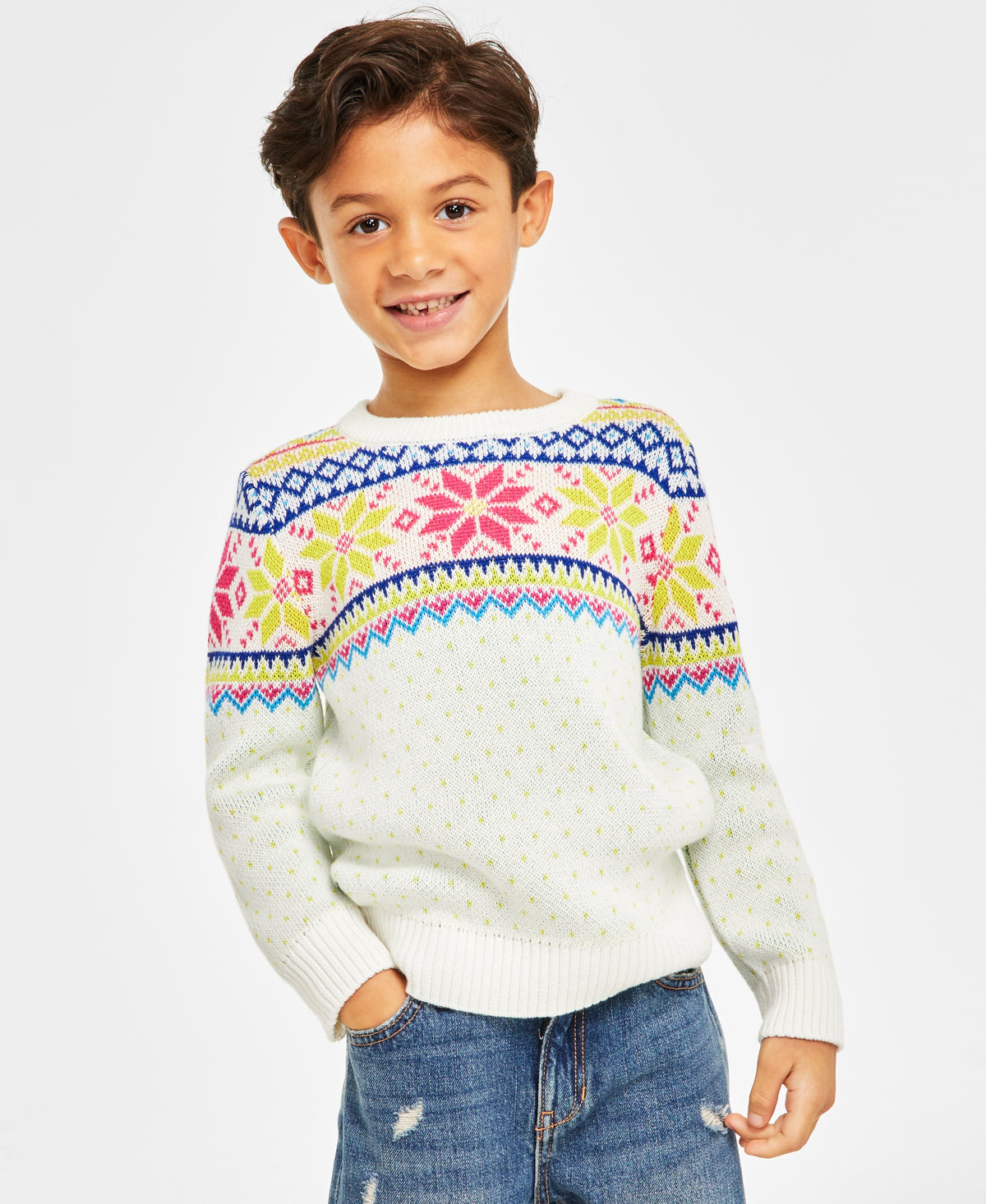Holiday Lane Little Boys Multi-Color Fair Isle Sweater
