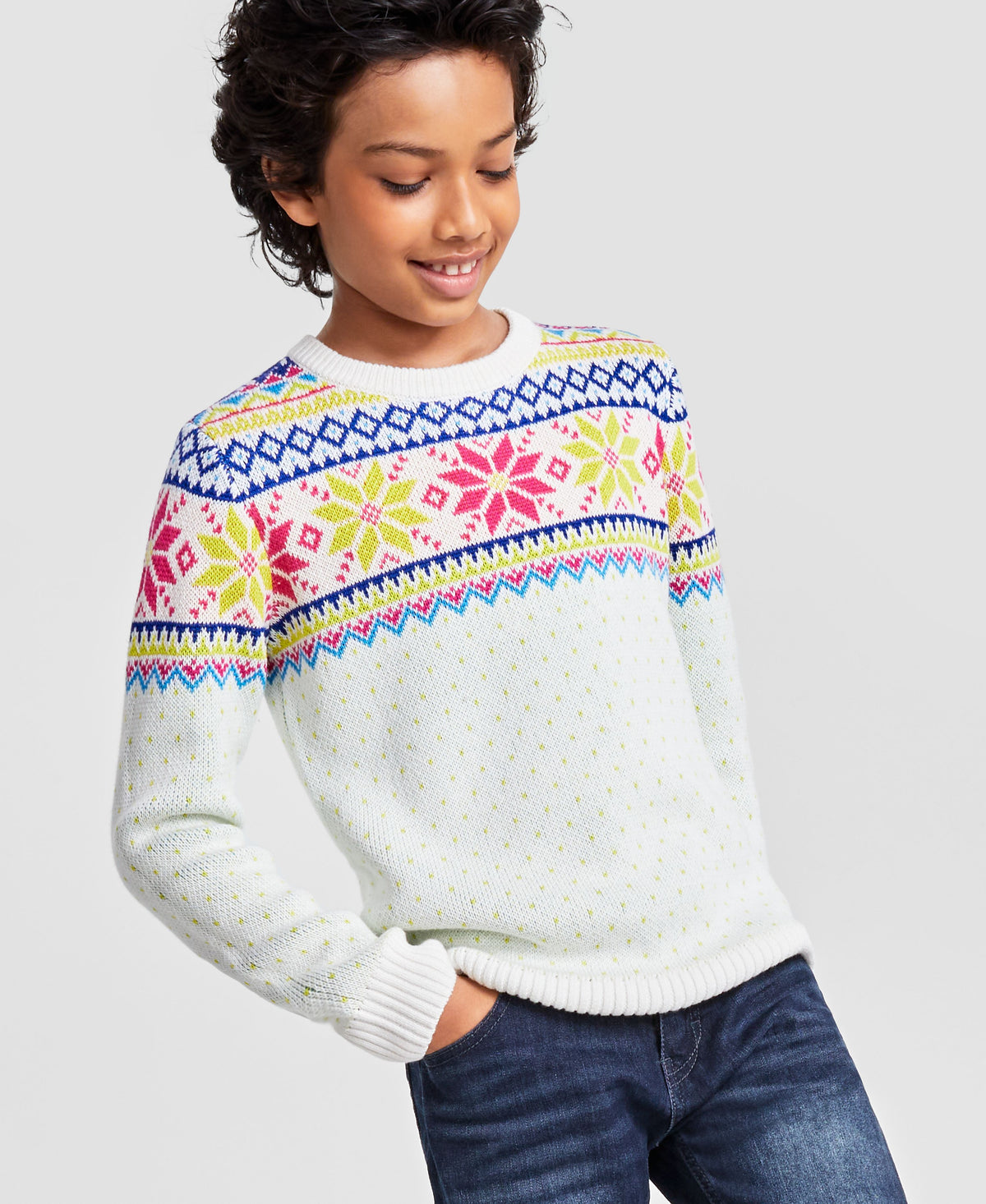 Holiday Lane Big Boys Multi-Color Fair Isle Sweater