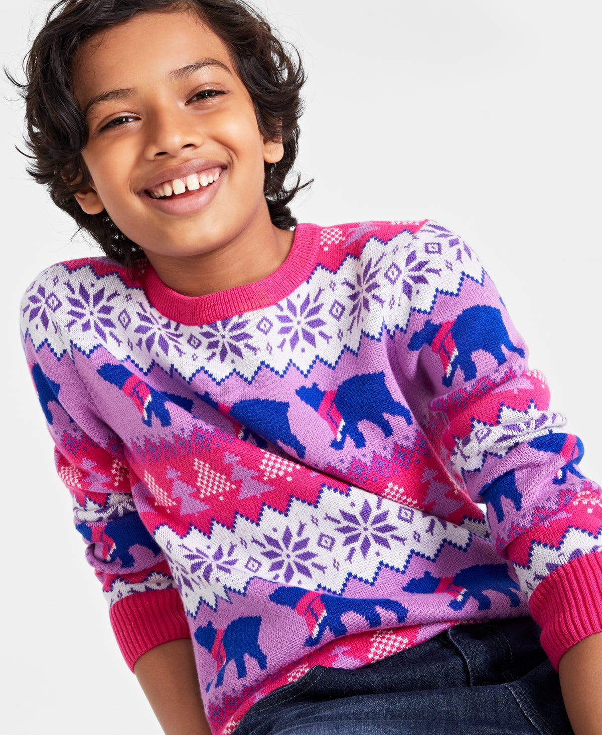 Holiday Lane Big Boys Santa Bear Sweater