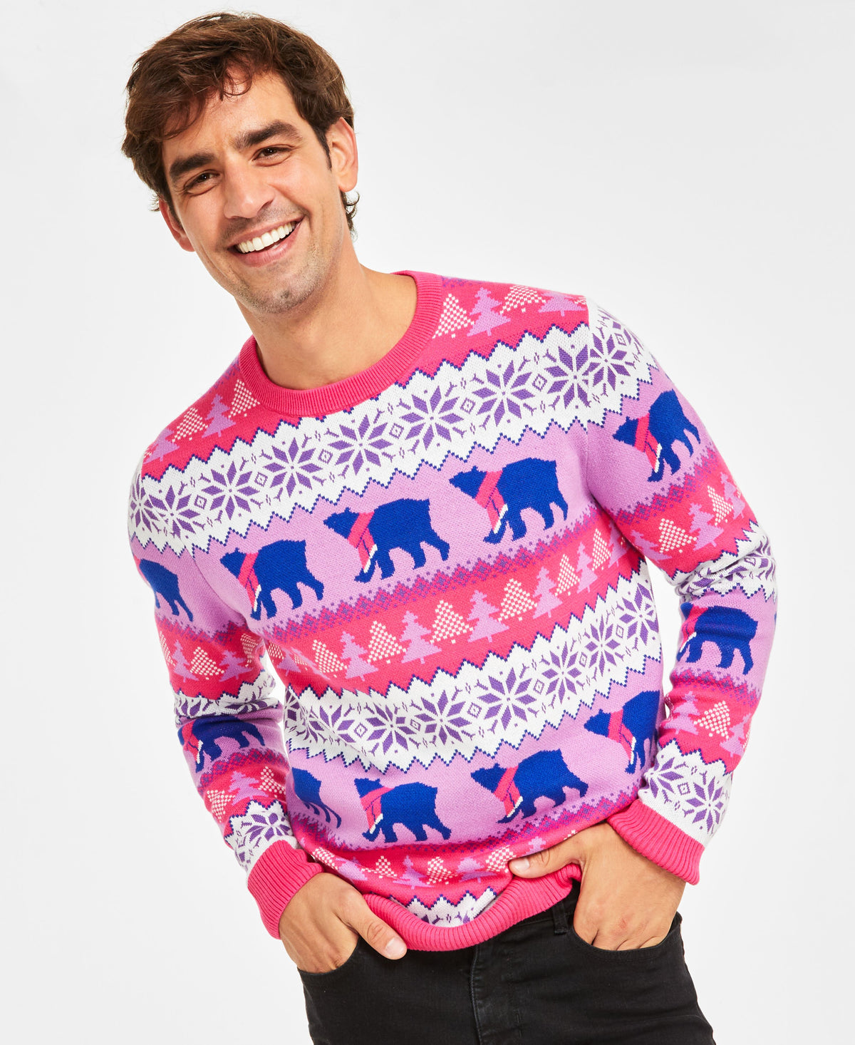 Holiday Lane Men's Santa Bear Sweater