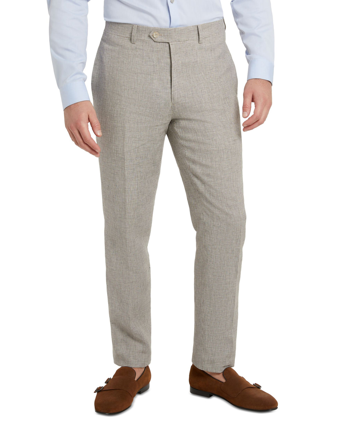 Men's Slim-Fit Taupe Houndstooth Suit Separate Pant