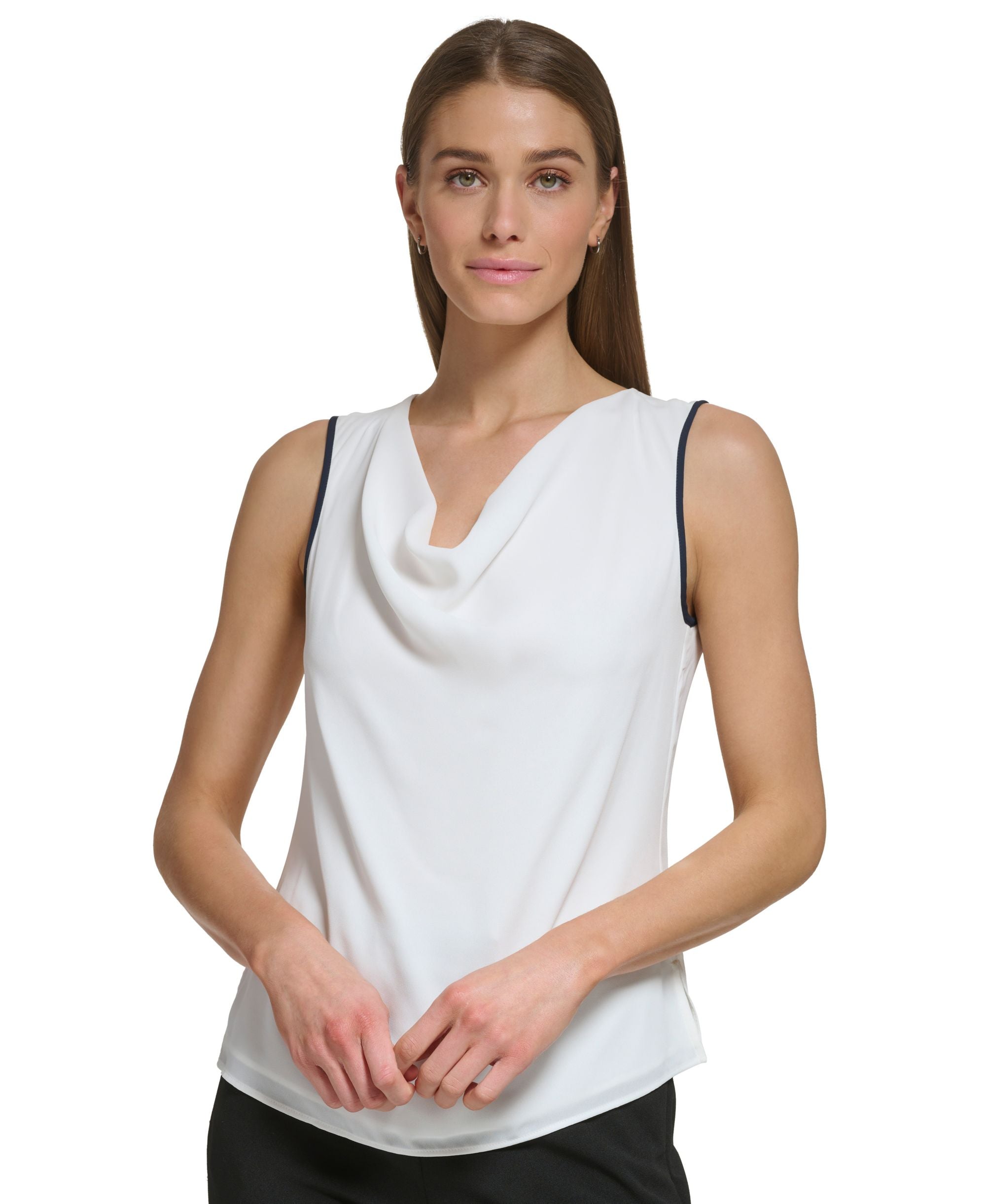 Women's Sleeveless Cowl-Neck Colorblocked Top