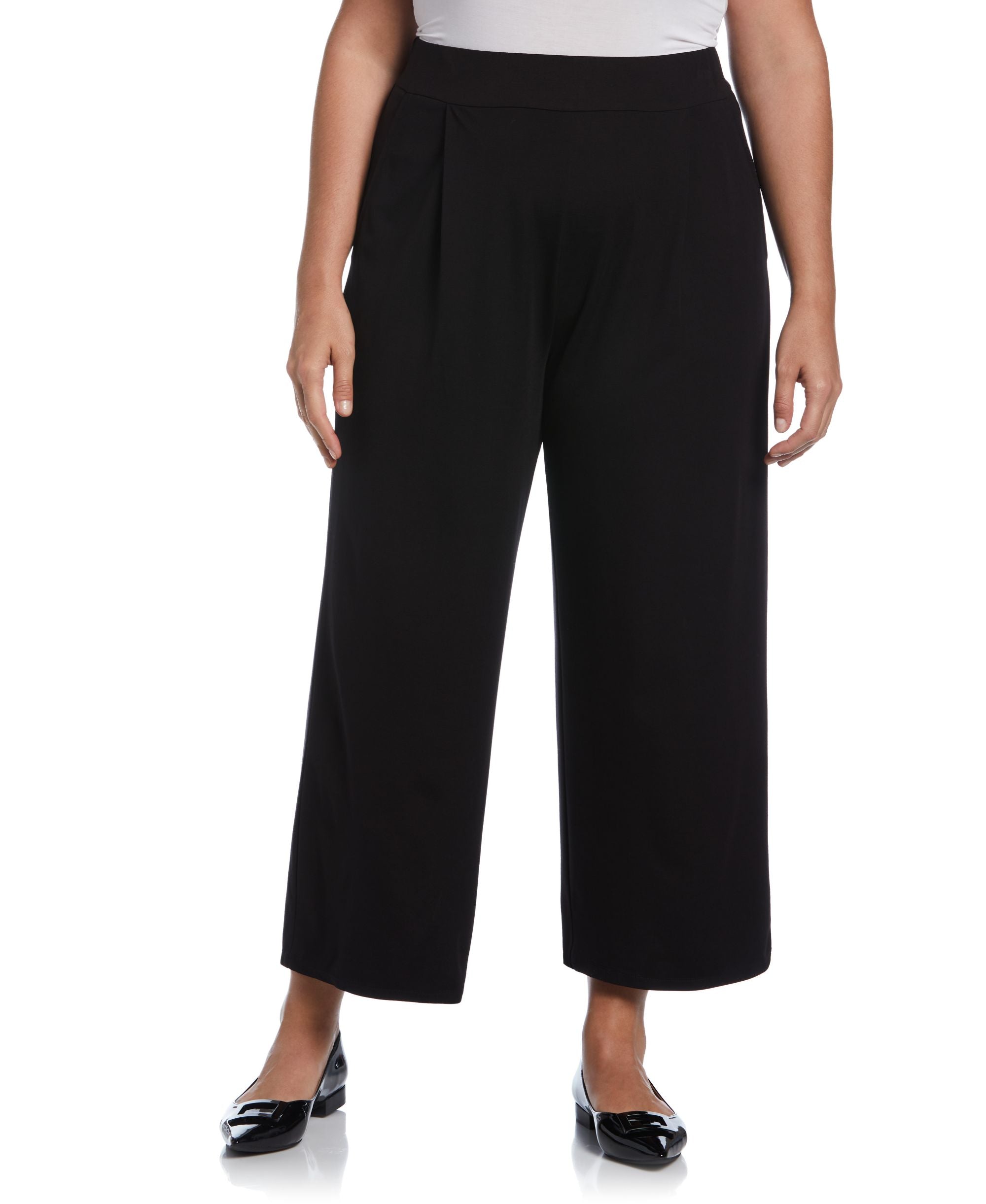 Plus Size Ponte Knit Pull-On Crop Pants
