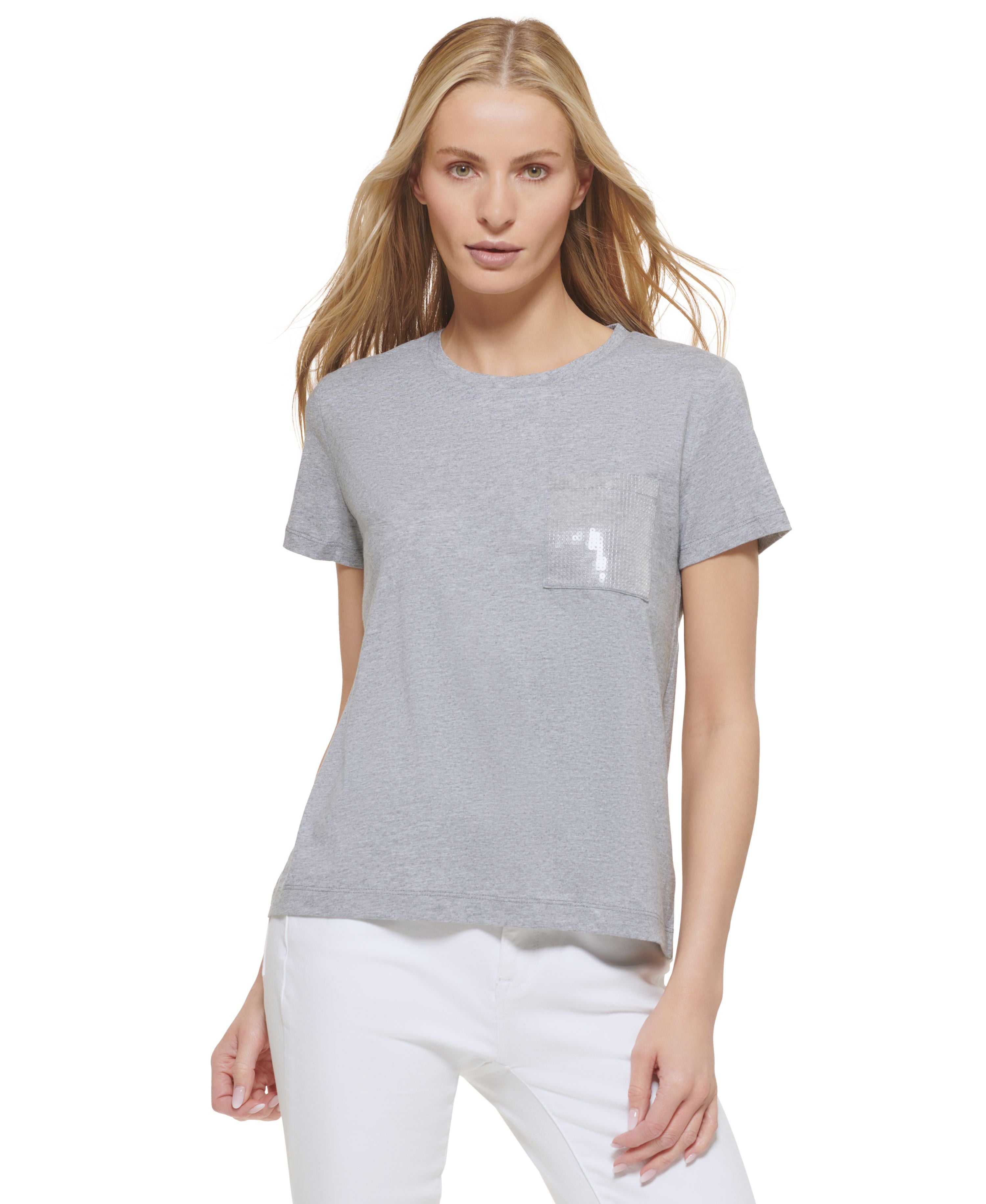 Short Sleeve Sequin Pocket T-Shirt