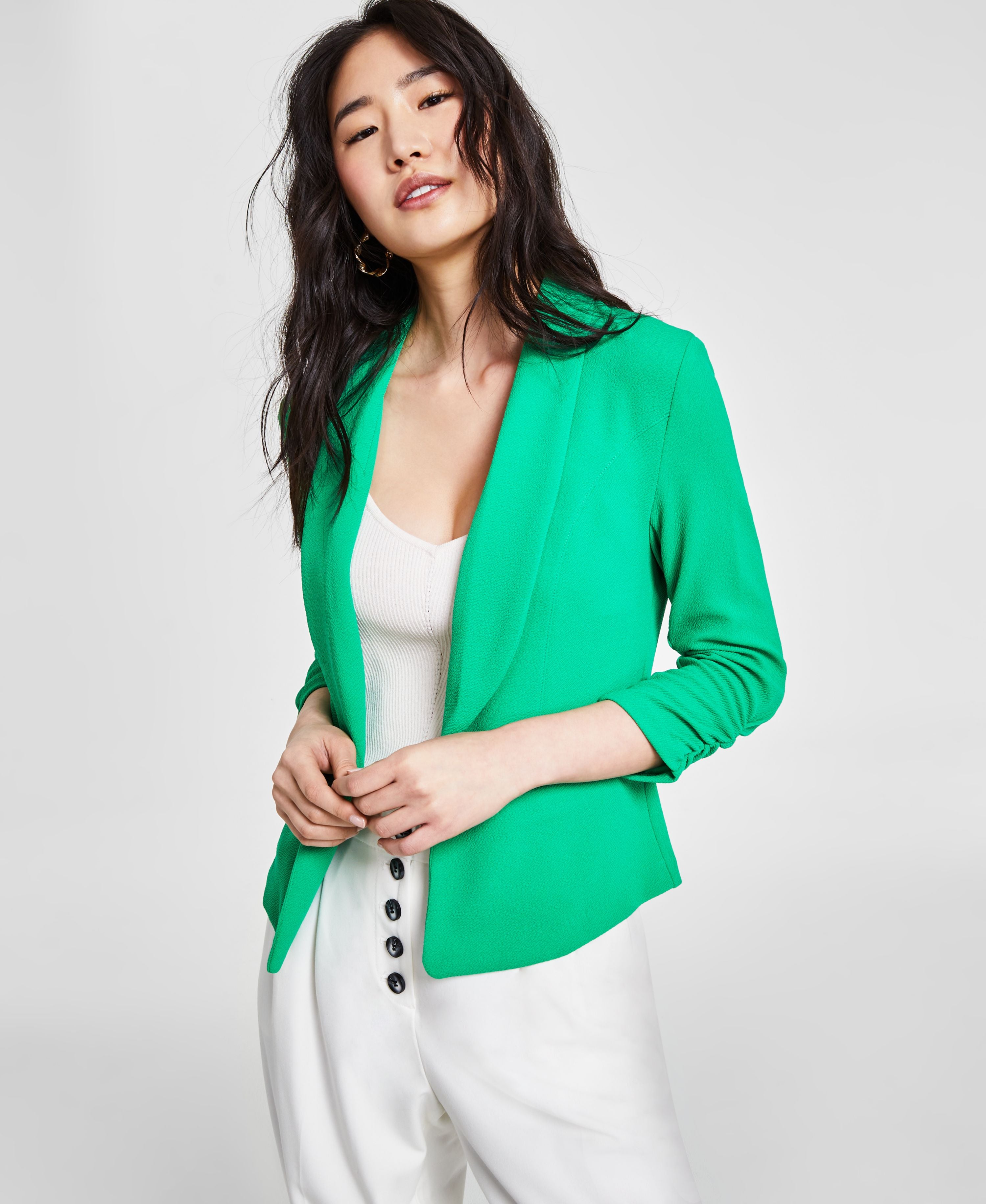 Petite Ruched-Sleeve Jacket