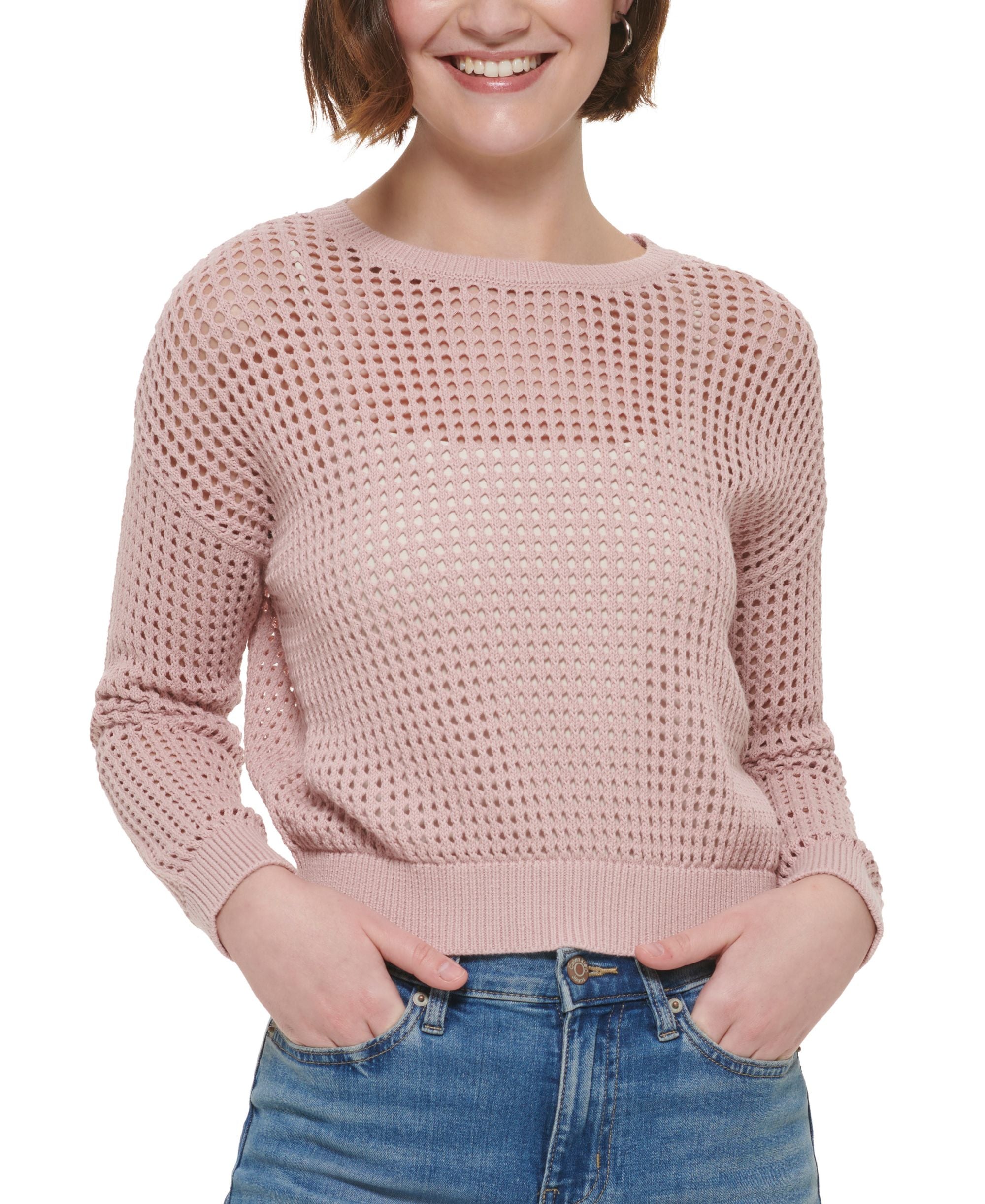 Petite Cotton Open-Stitch Sweater