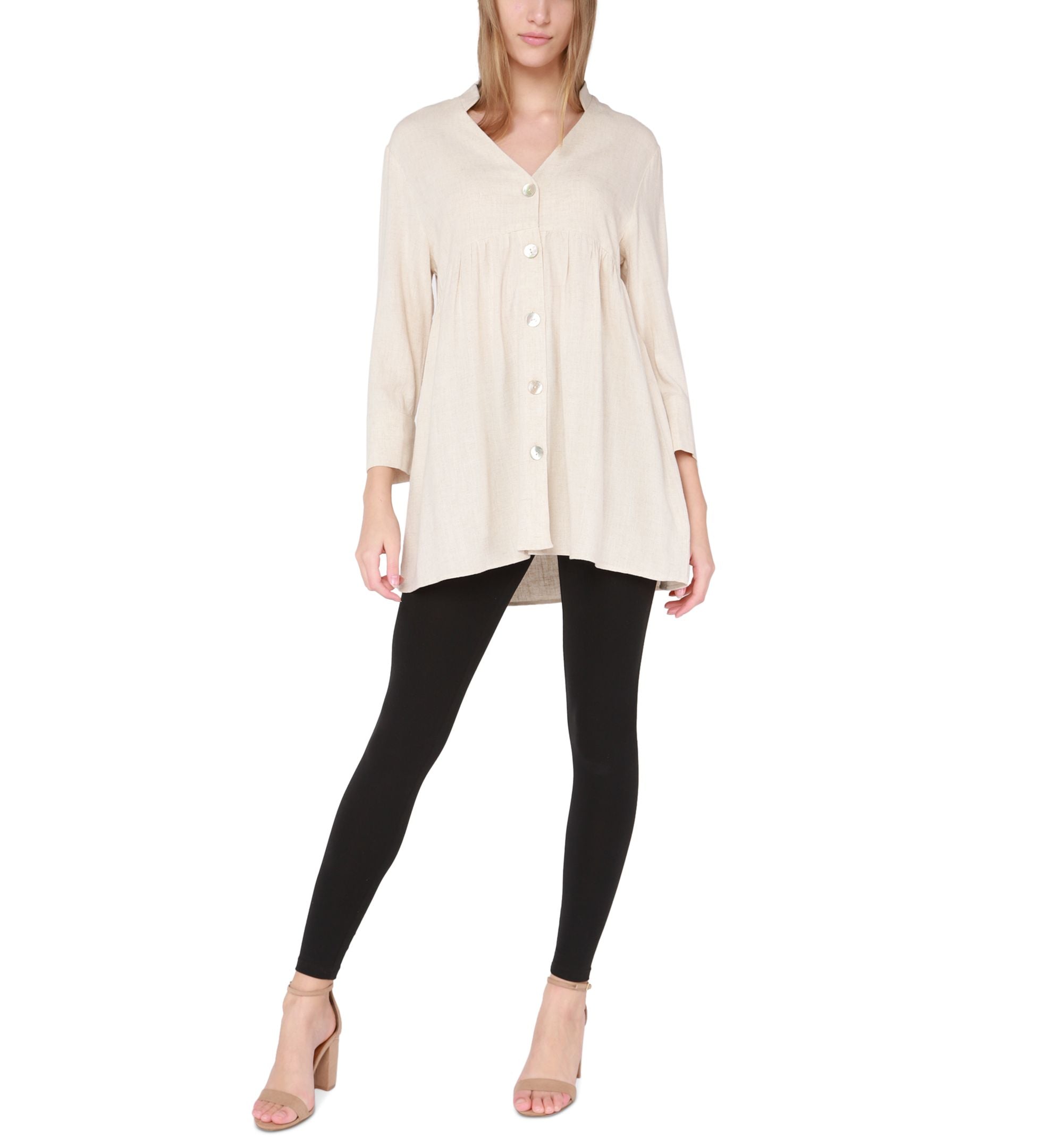 Women's 3/4-Sleeve V-Neck Peplum Tunic