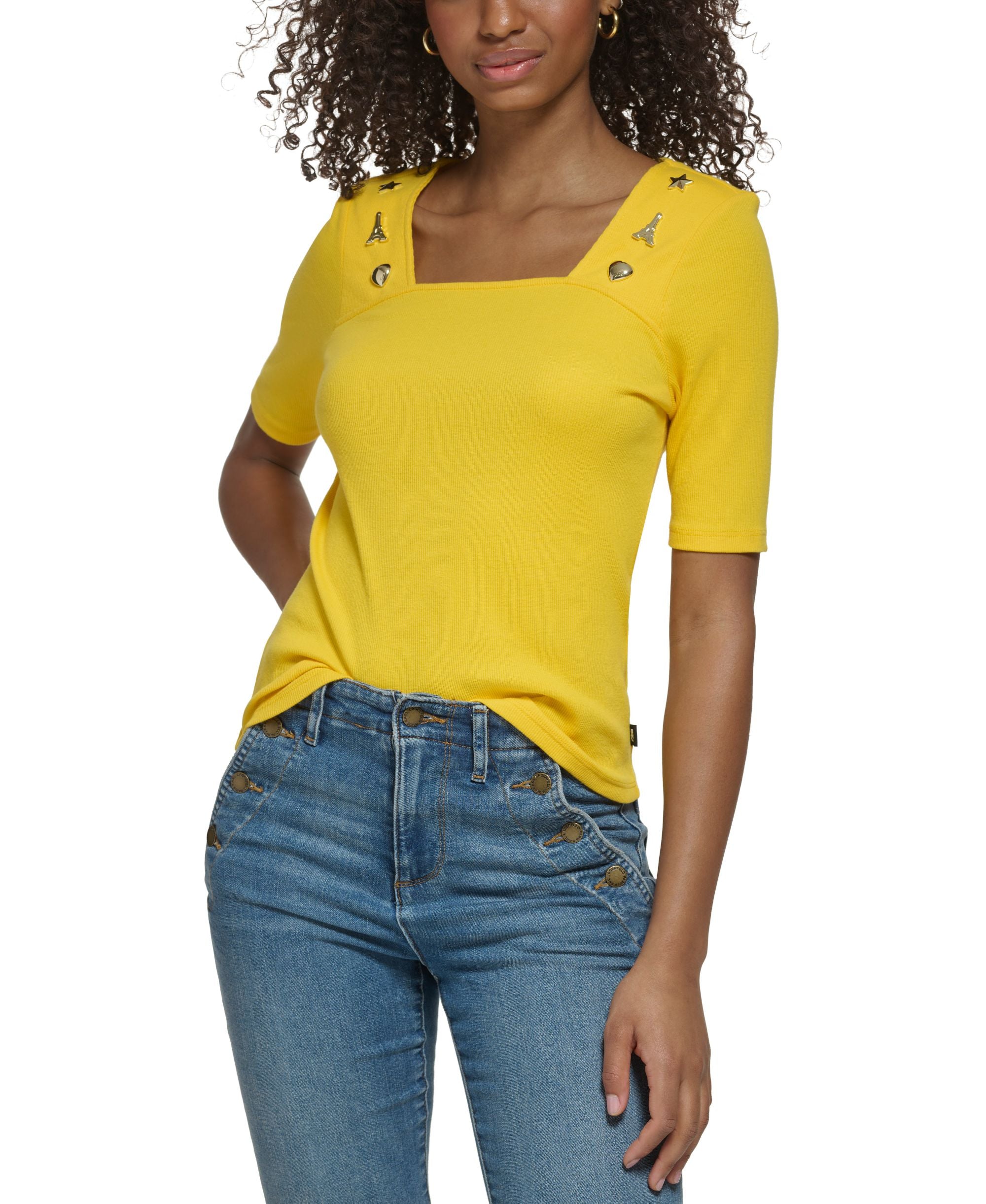 Women's Square-Neck Grommet Top