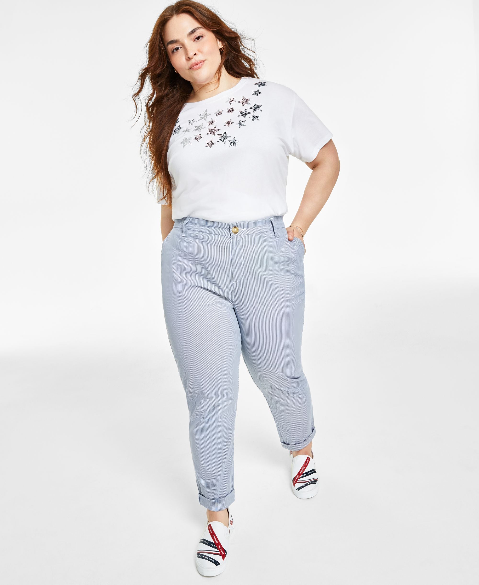 Plus Size Pinstripe Hampton Chino Pants