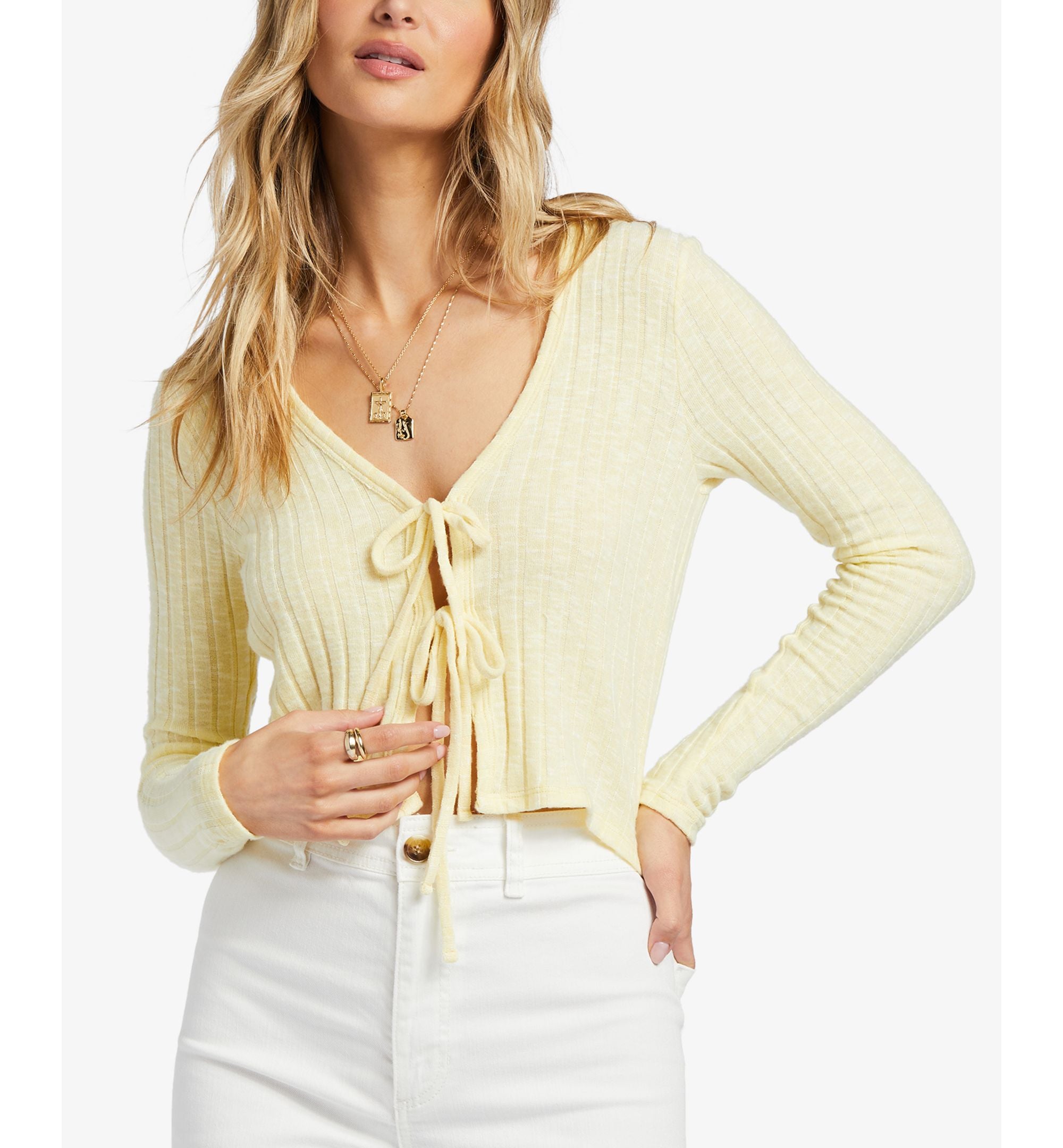Juniors' Little Something Tie-Front Cardigan Top