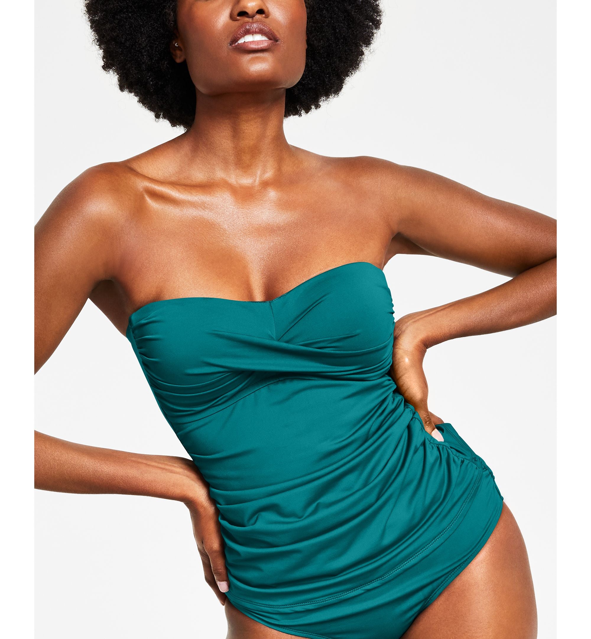 Twist-Front Ruched Tankini Top