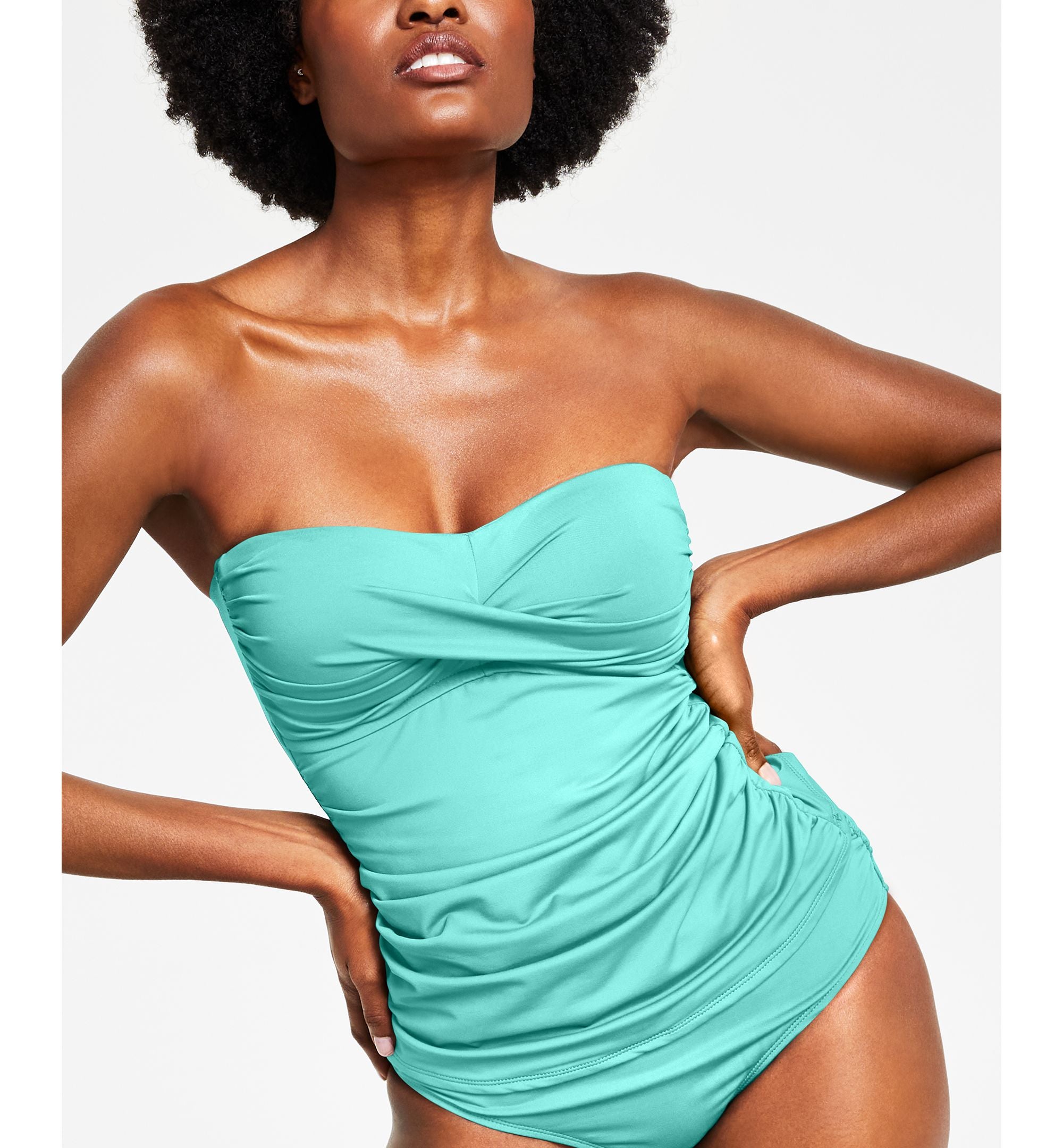 Twist-Front Ruched Tankini Top