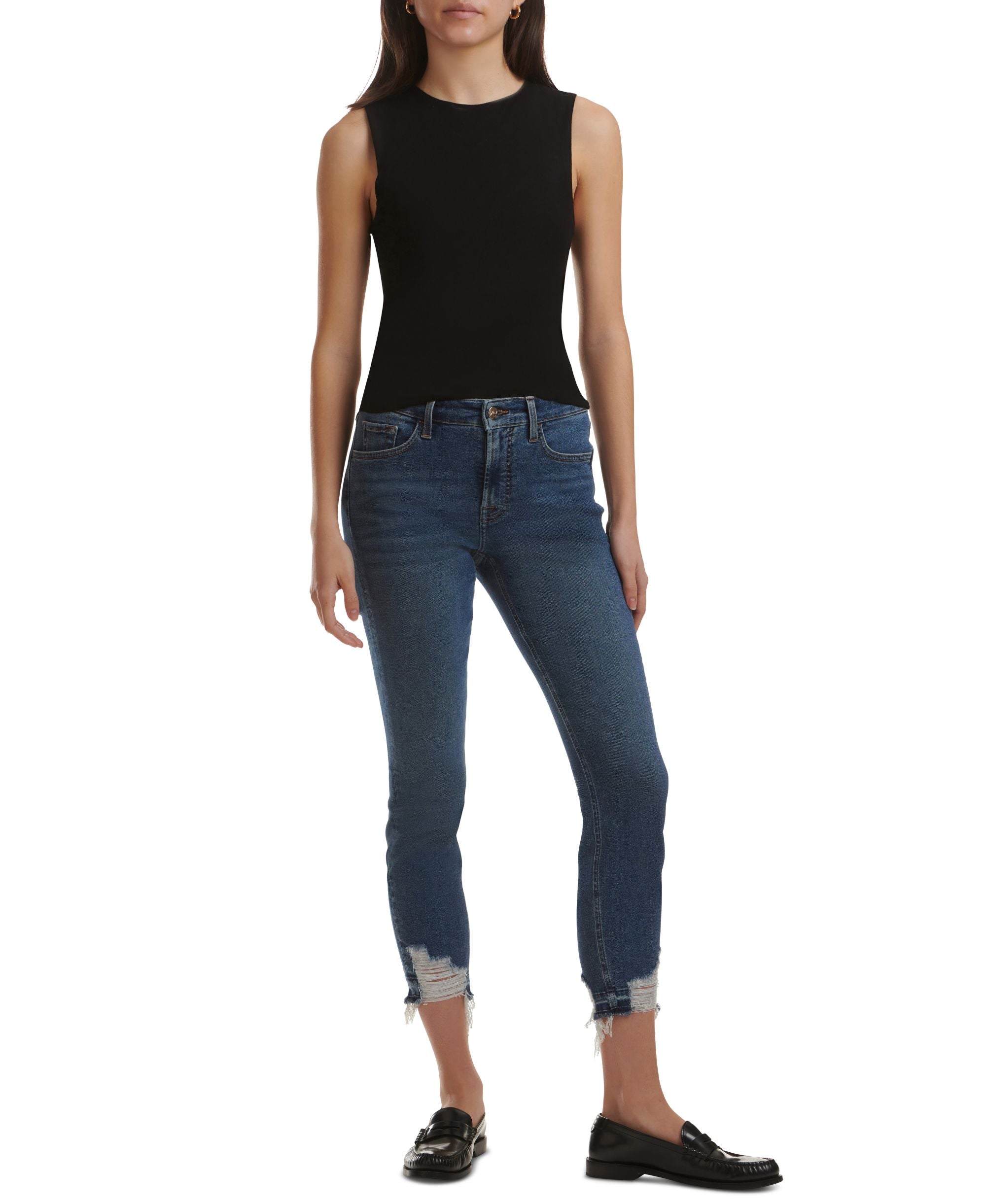 by 7 For All Mankind Women's Skinny Ankle Chewed-Hem Jeans