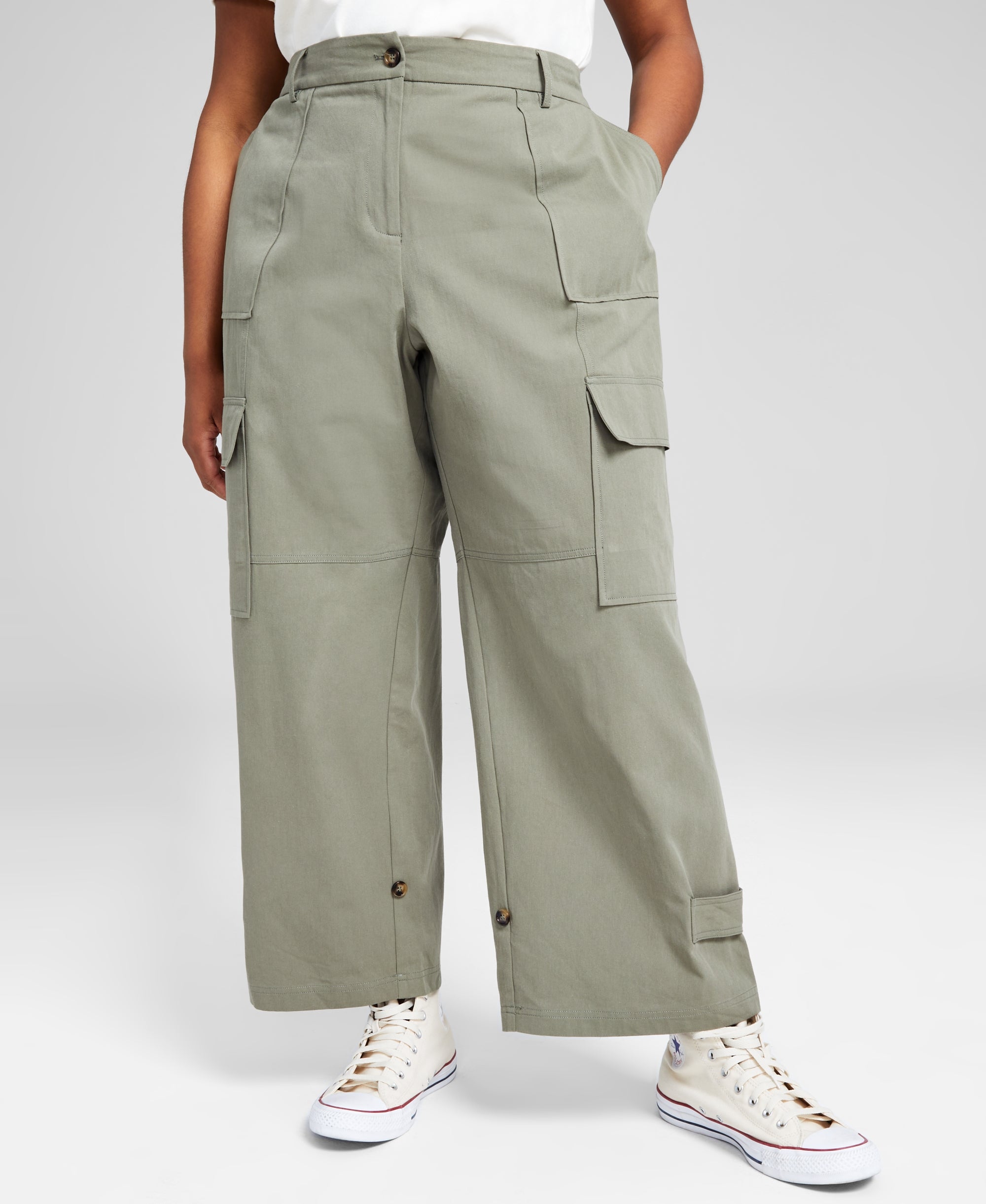 Trendy Plus Size Wide-Leg Cargo Pants