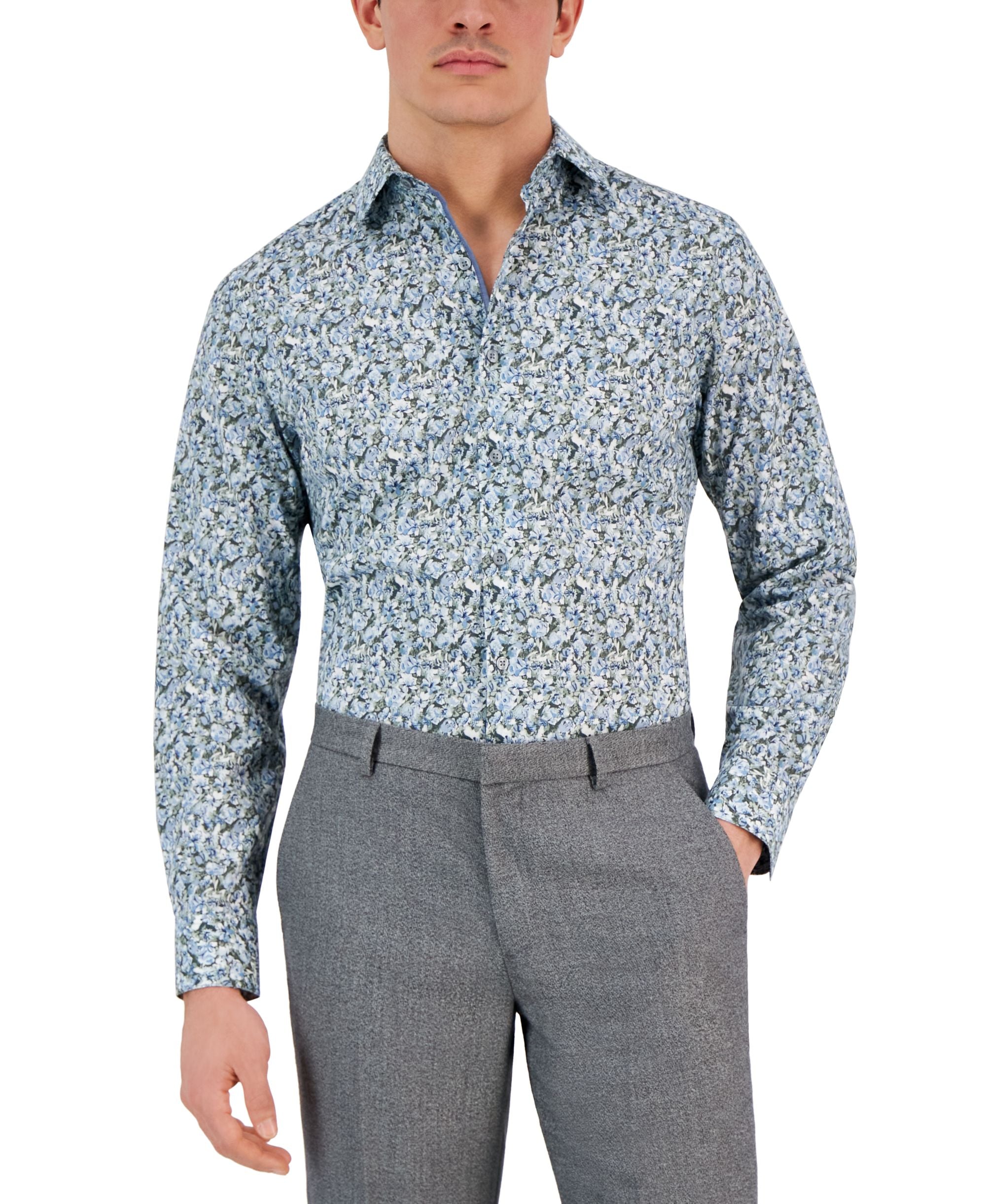 Men's Arte Slim-Fit Floral-Print Dress Shirt