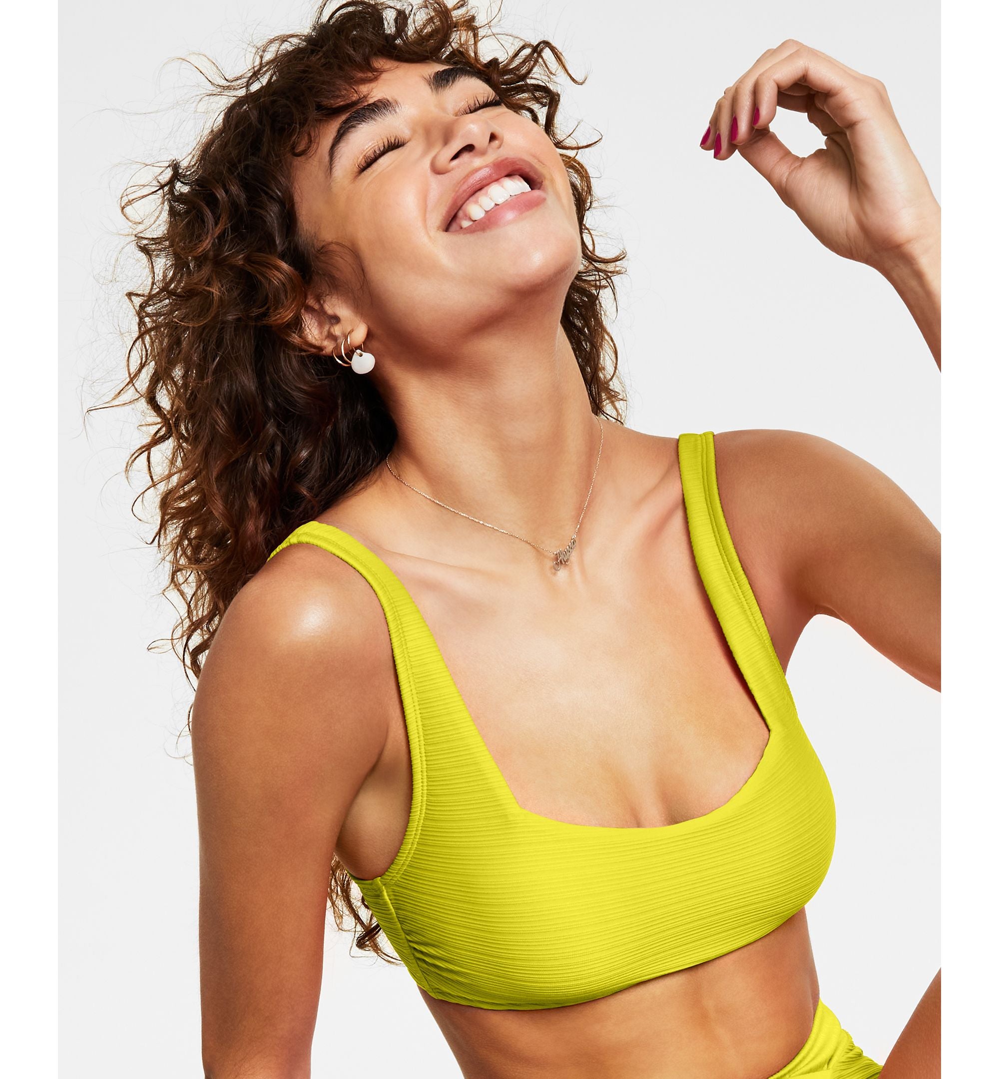Juniors' Mint Spark Variegated Ribbed Bralette Bikini Top