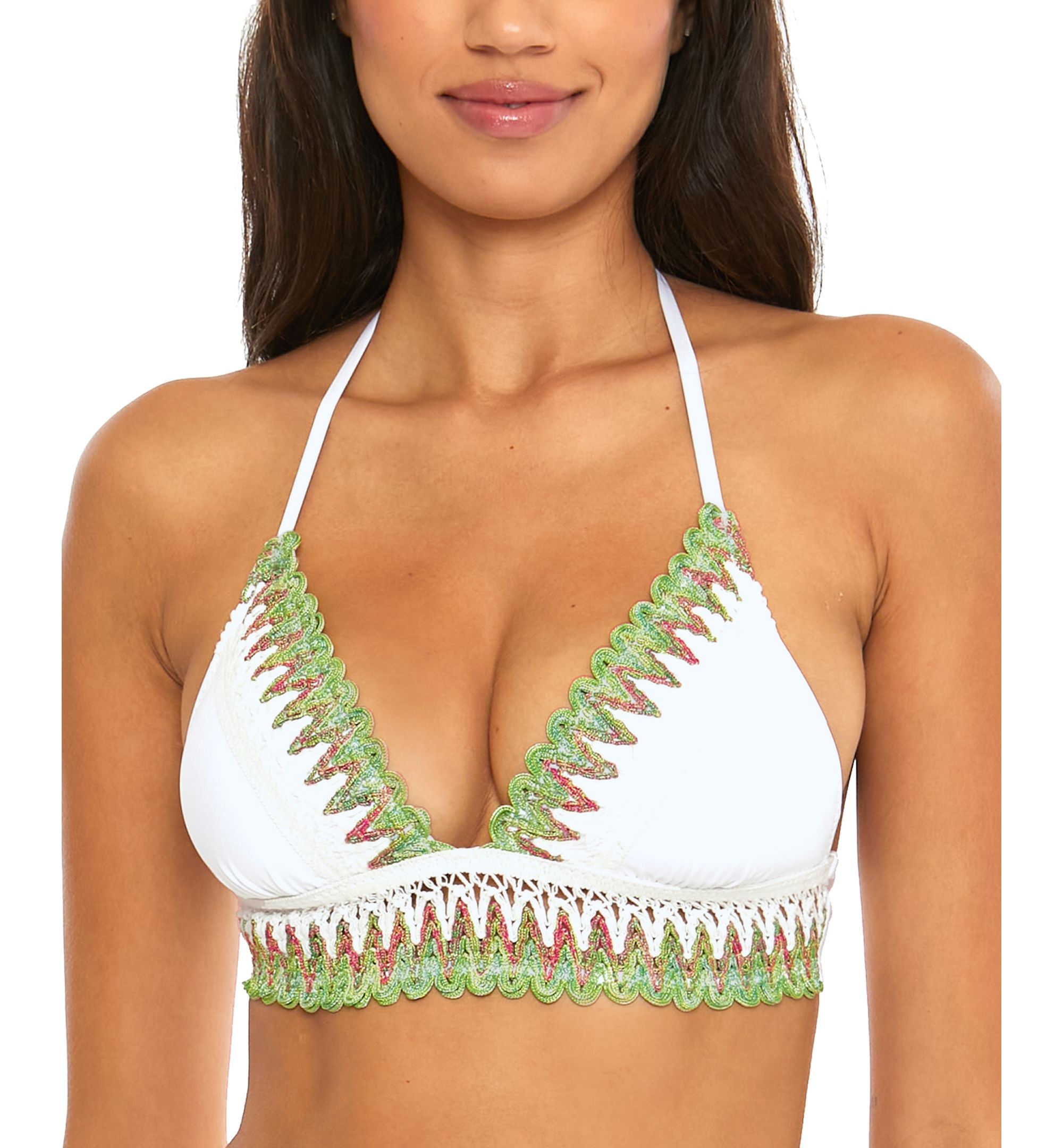 Women's Layla Halter Crochet-Trim Bikini Top