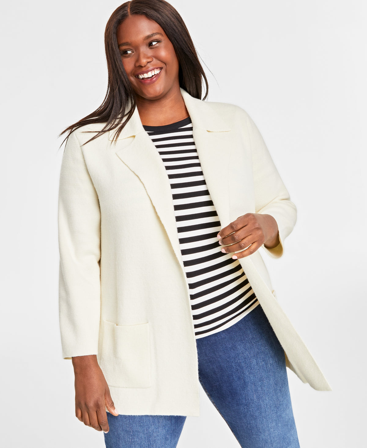 Plus Size Sweater Blazer