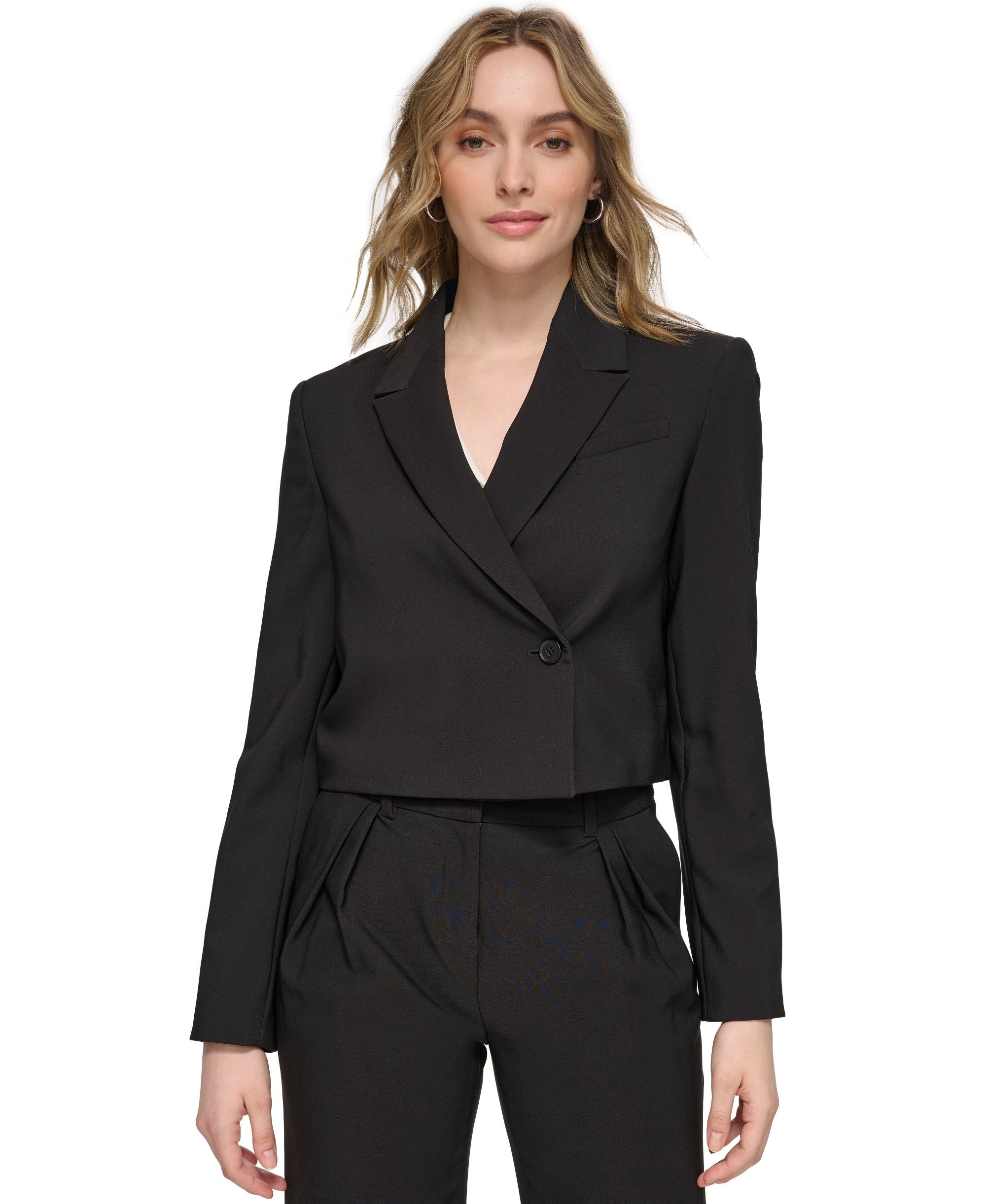 Women's Cropped Side-Button Blazer